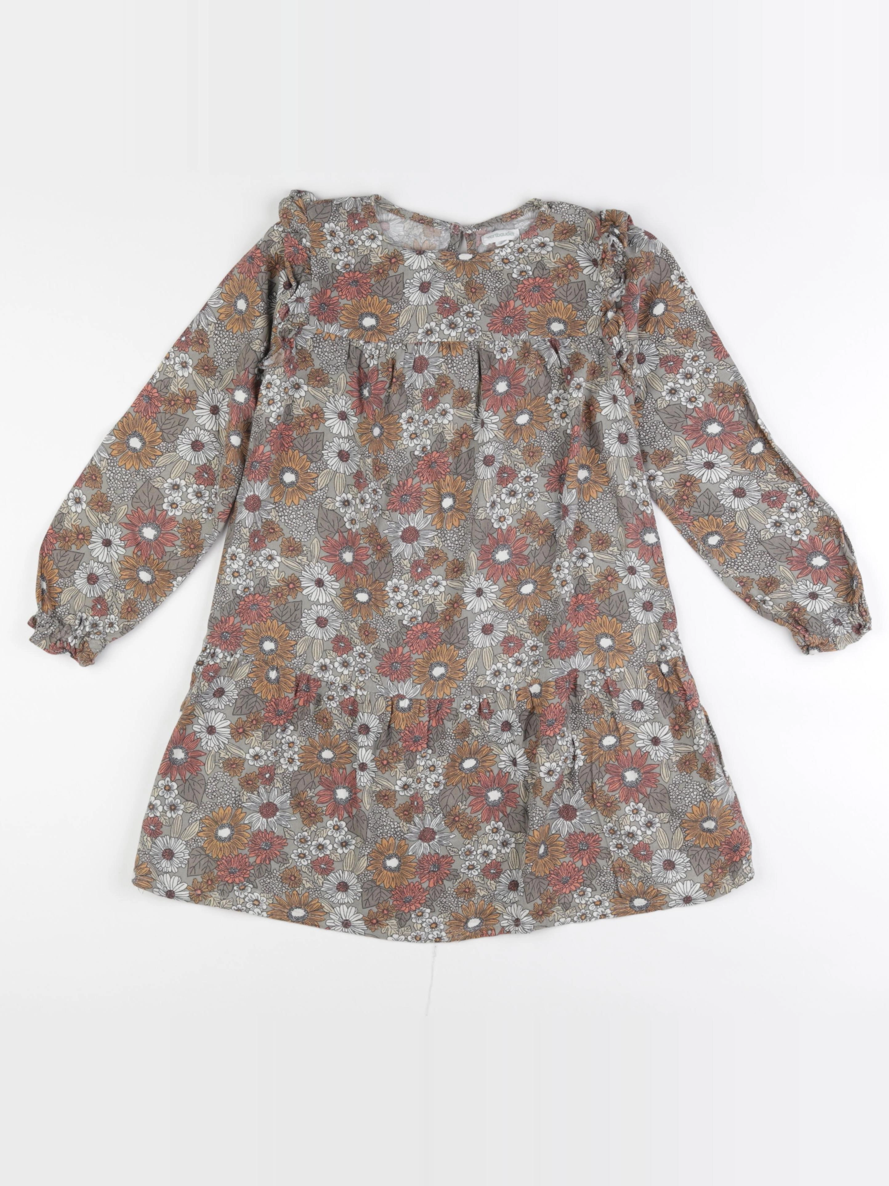 Vertbaudet - robe gris, marron - 8 ans