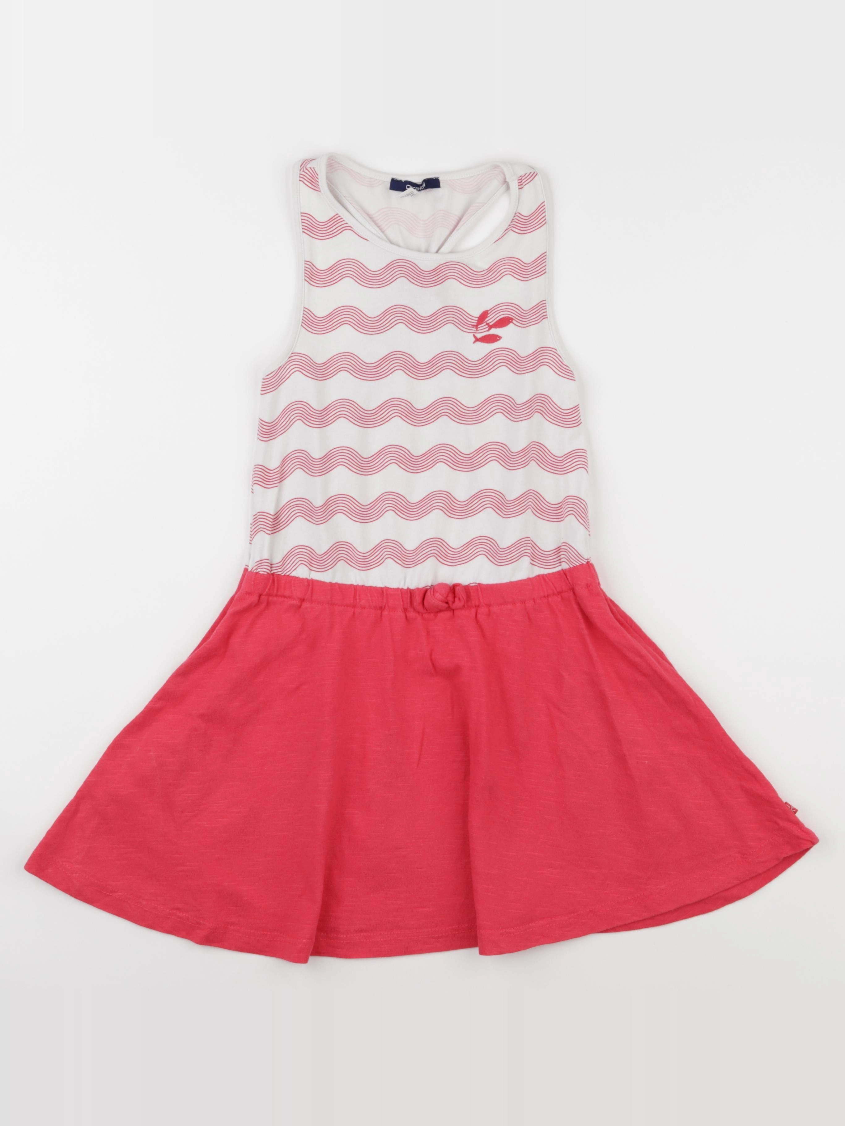 Okaidi - robe blanc, rose - 8 ans