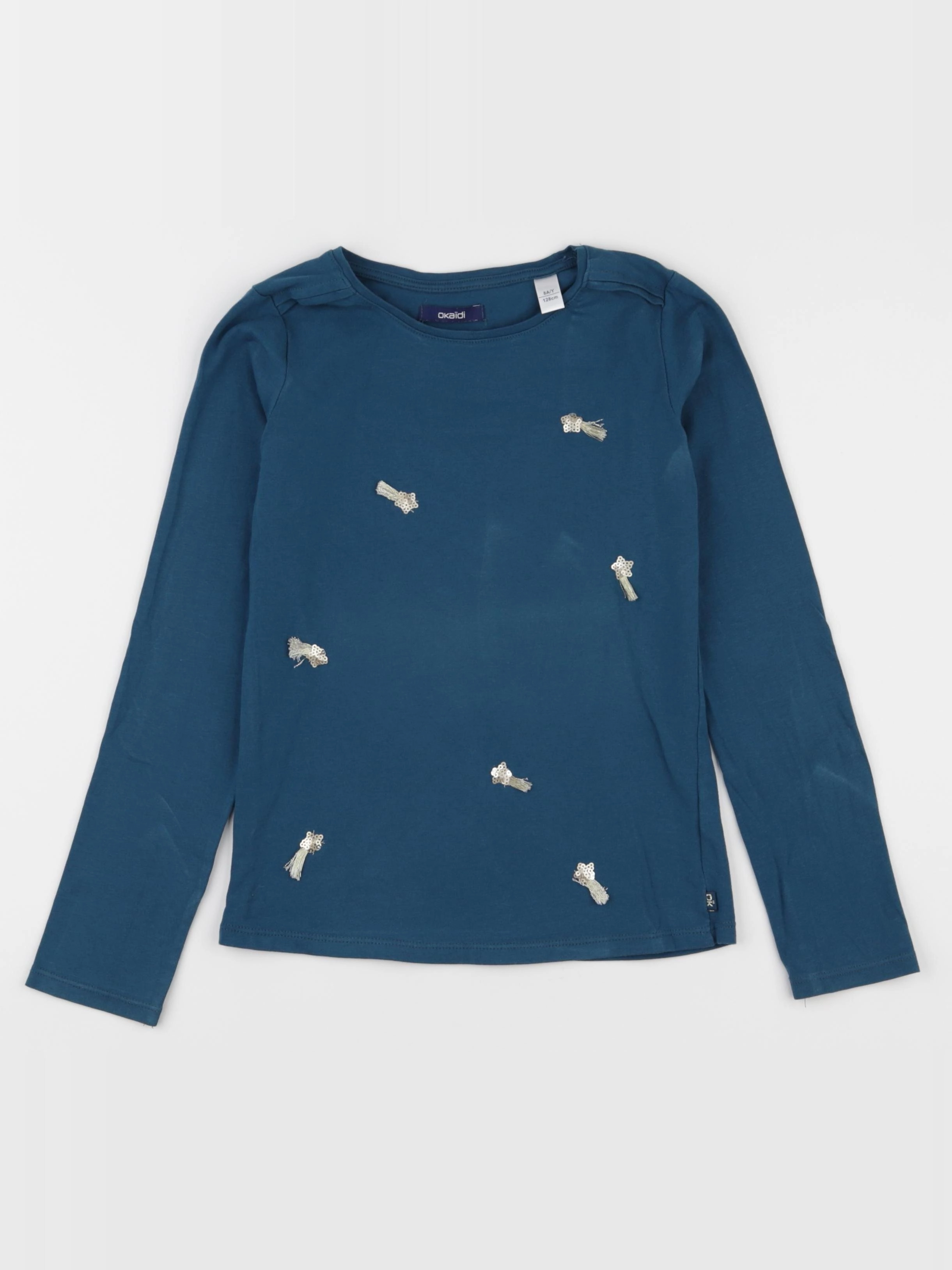 Okaidi - tee-shirt bleu, or - 8 ans