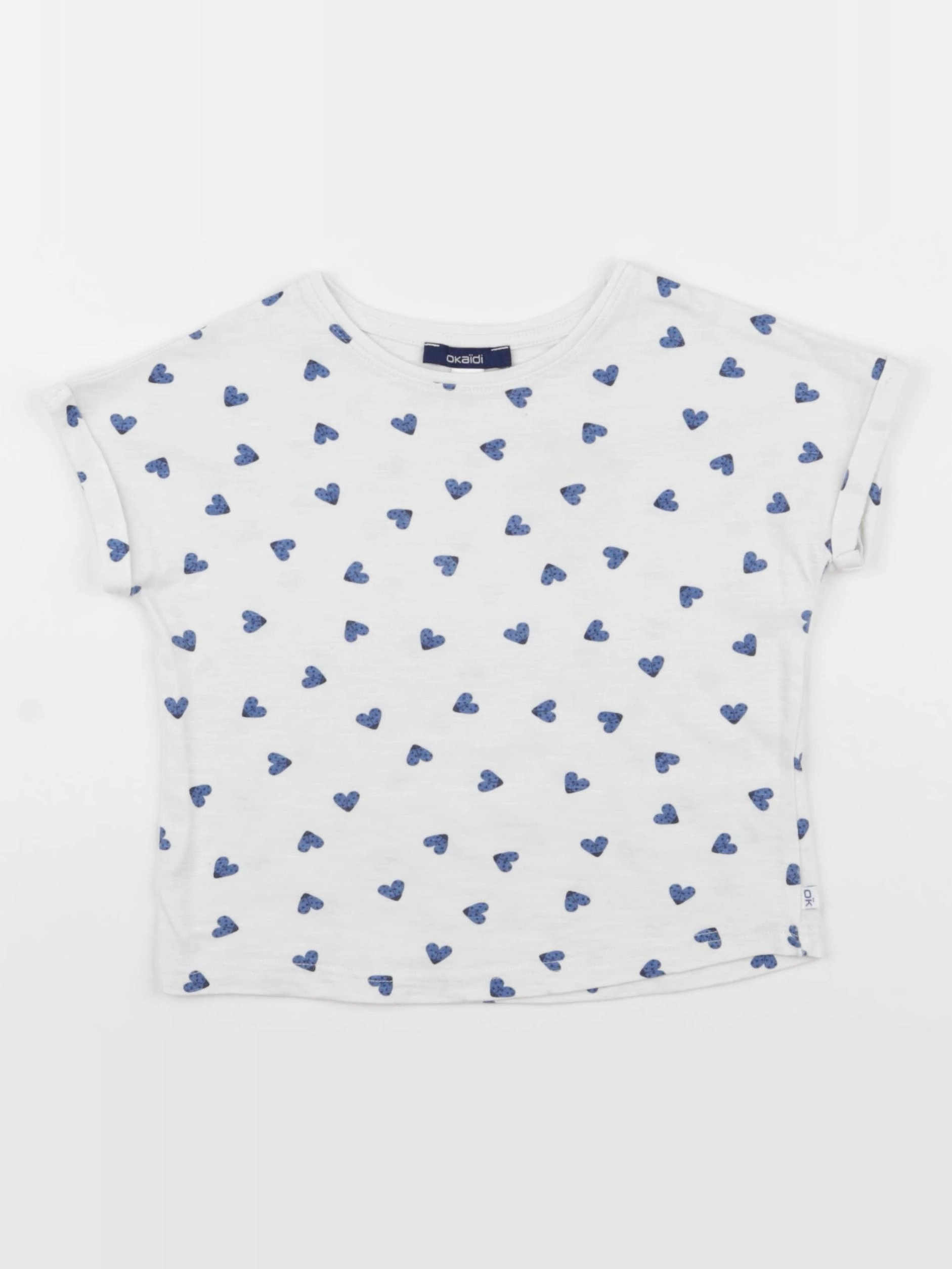 Okaidi - tee-shirt blanc, bleu - 4 ans