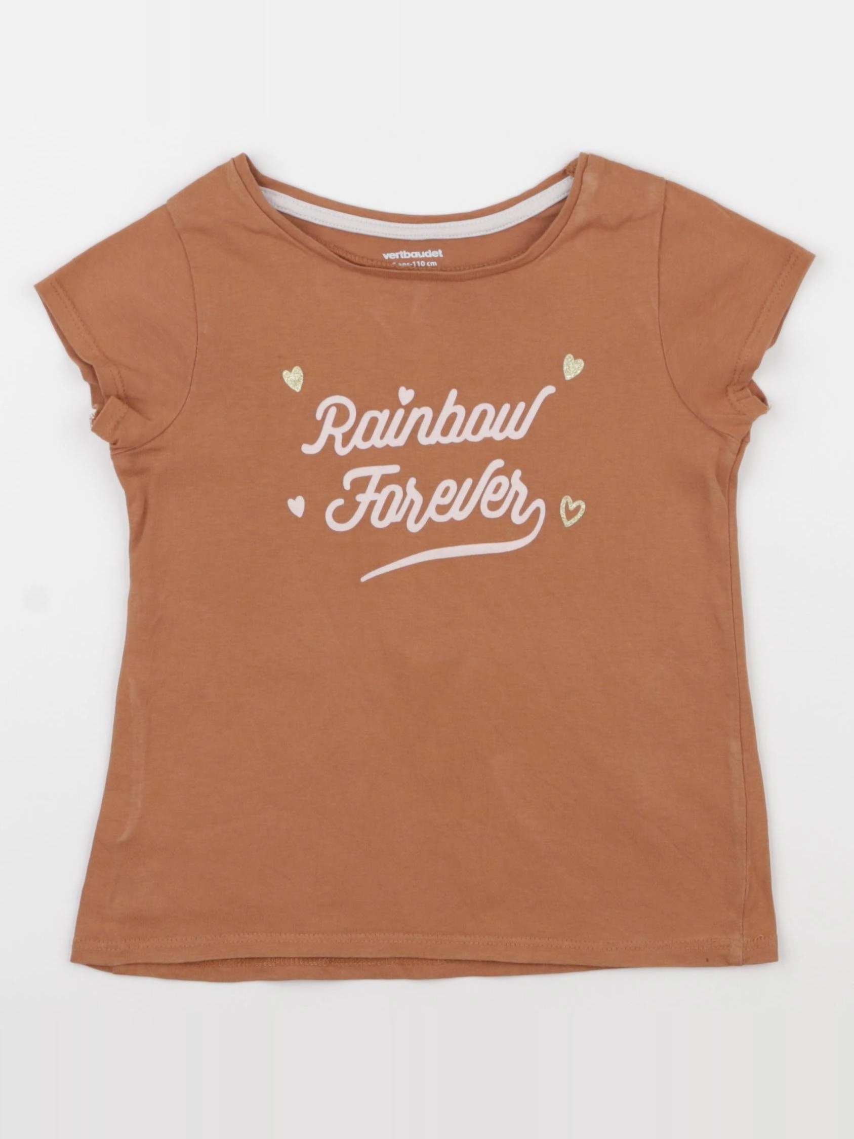 Vertbaudet - tee-shirt marron, or - 5 ans