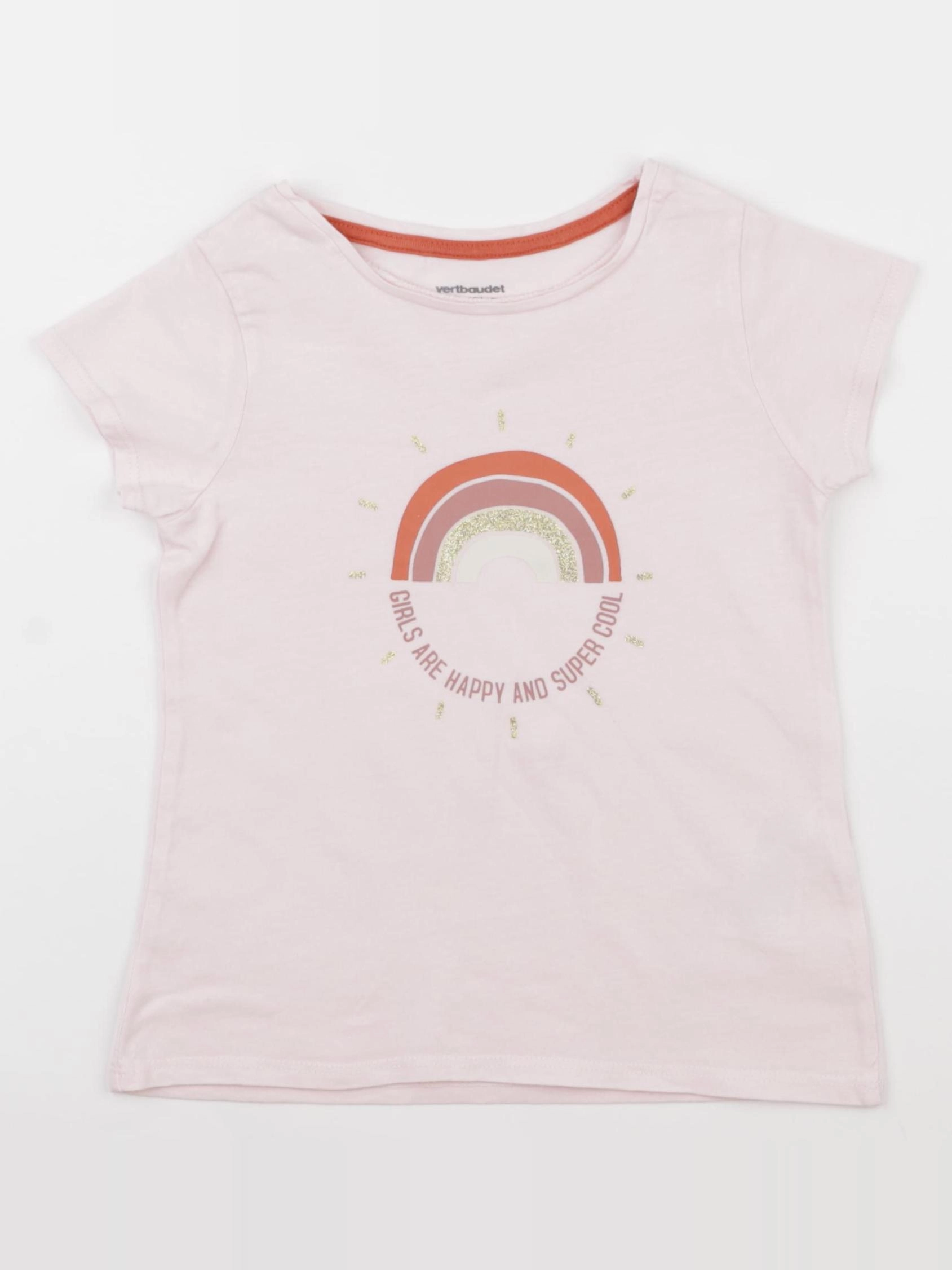 Vertbaudet - tee-shirt rose, or - 5 ans