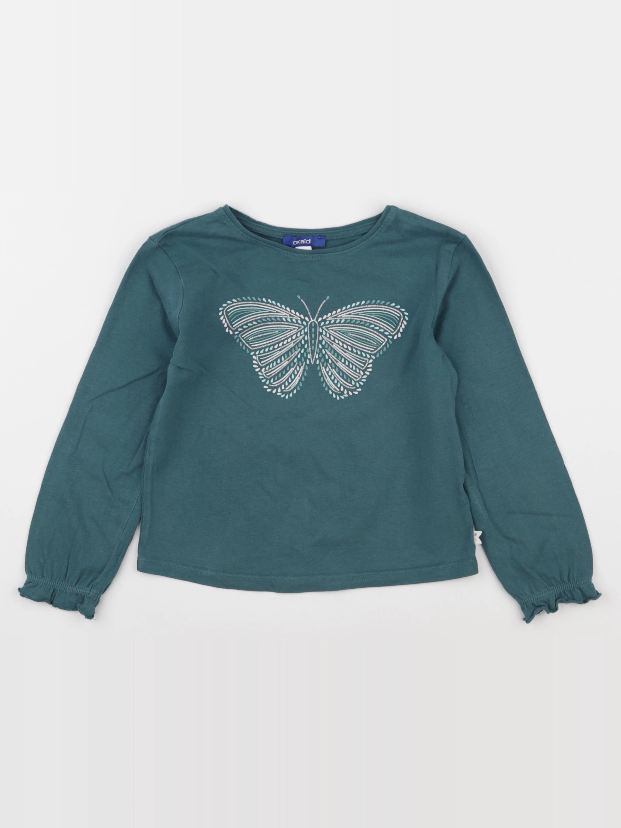 Okaidi - tee-shirt argent, vert - 5 ans