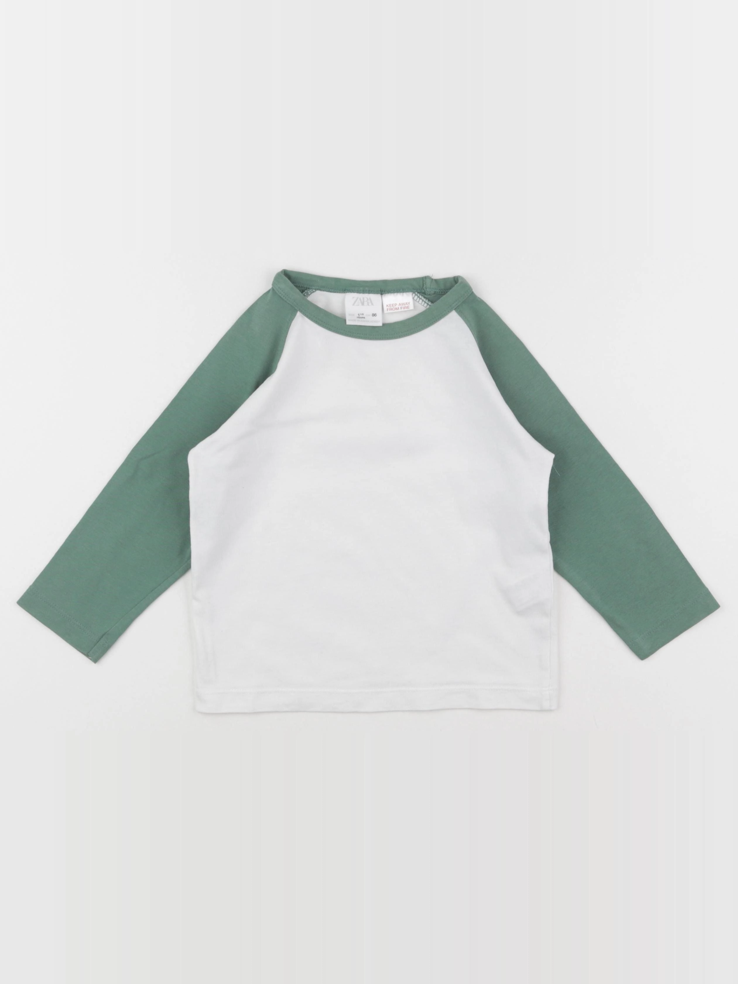 Zara - tee-shirt blanc, vert - 18 mois