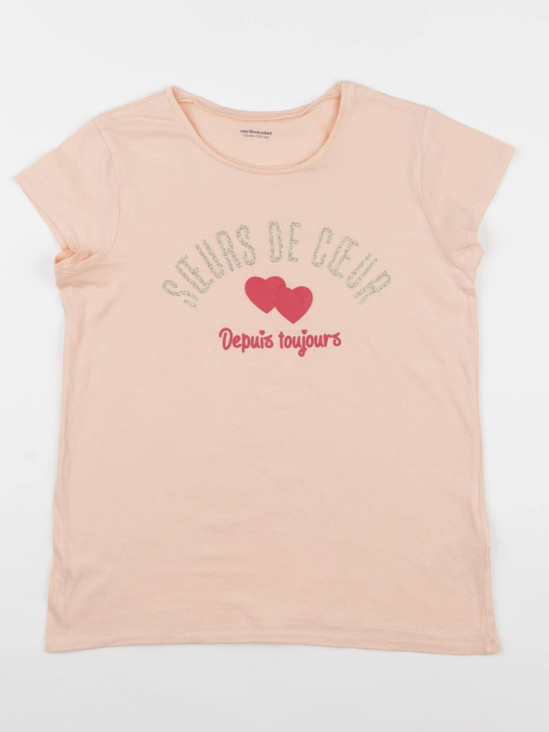 Vertbaudet - tee-shirt rose, or - 12 ans