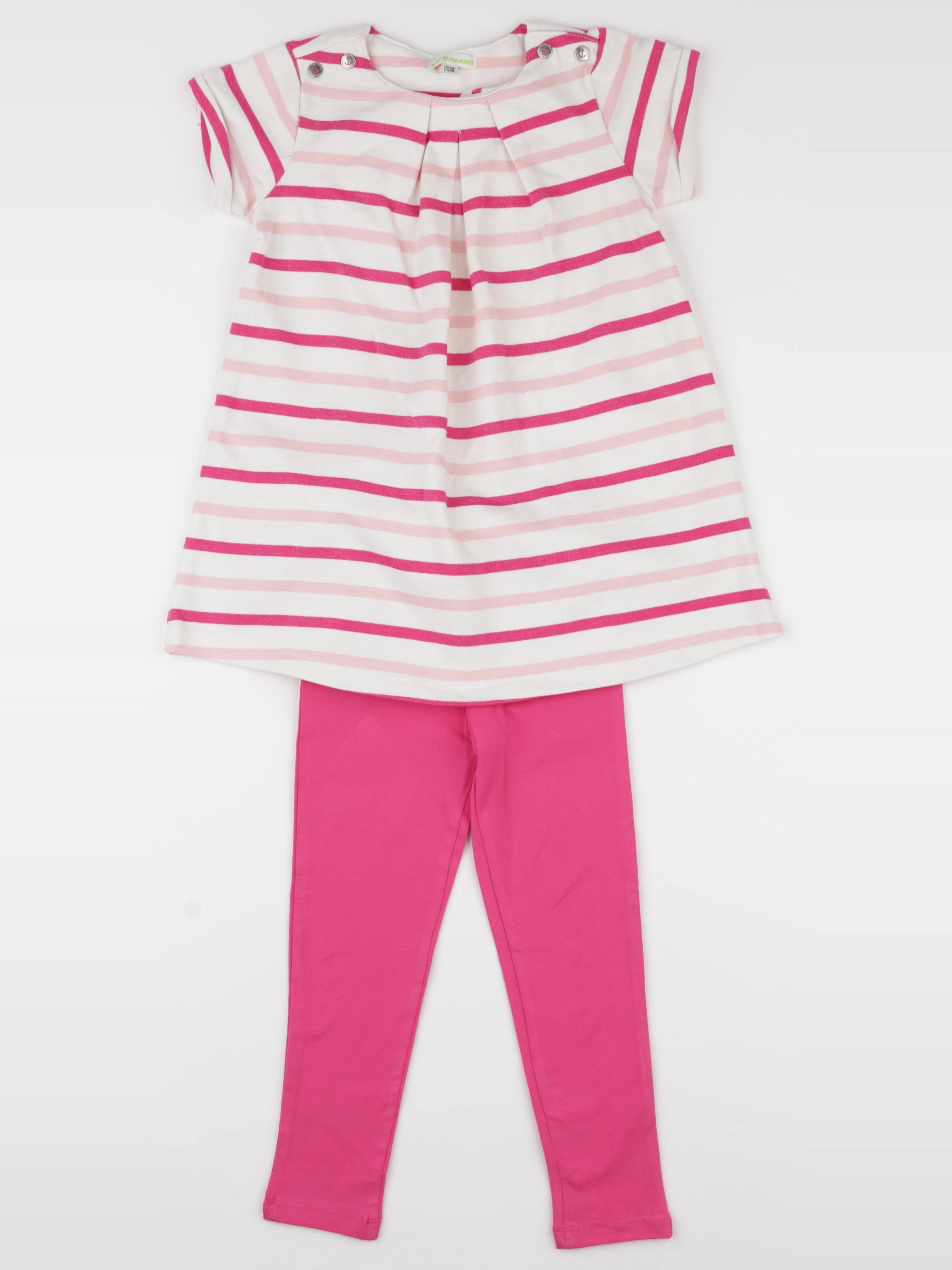 Vertbaudet - ensemble blanc, rose - 5 ans