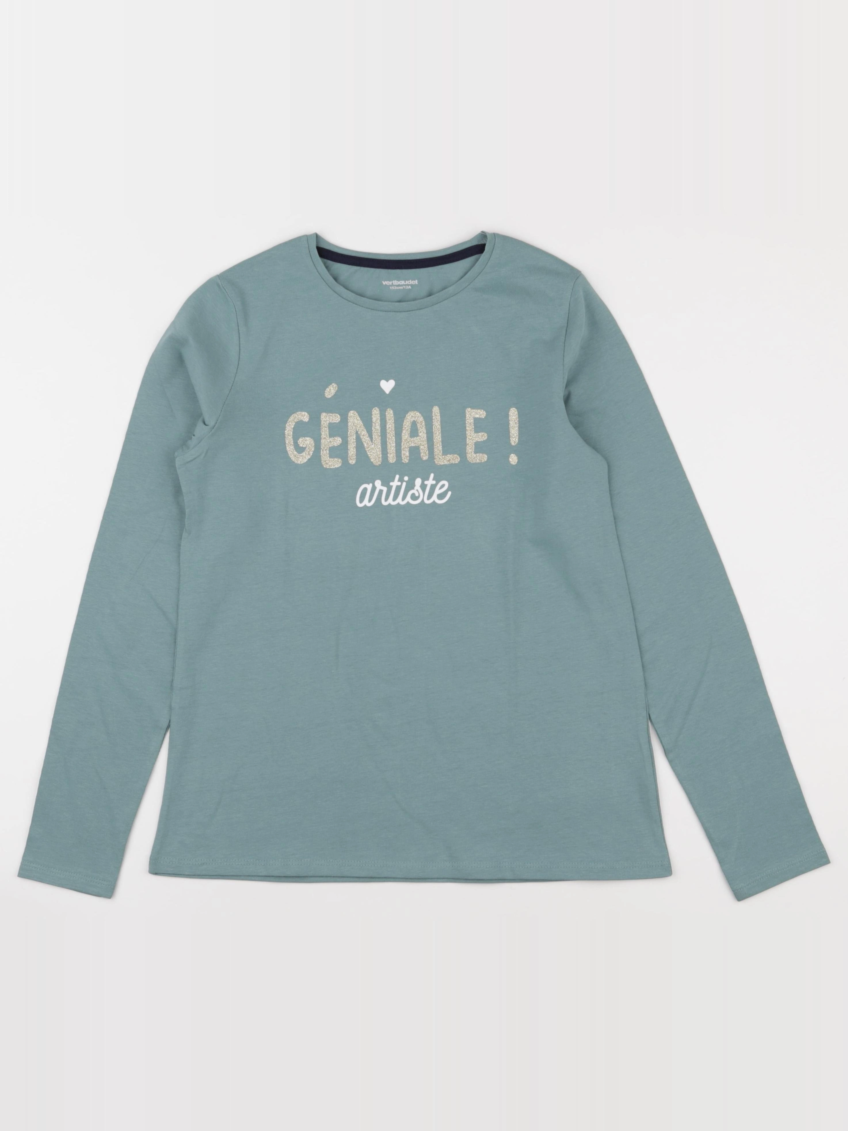 Vertbaudet - tee-shirt bleu, or - 12 ans
