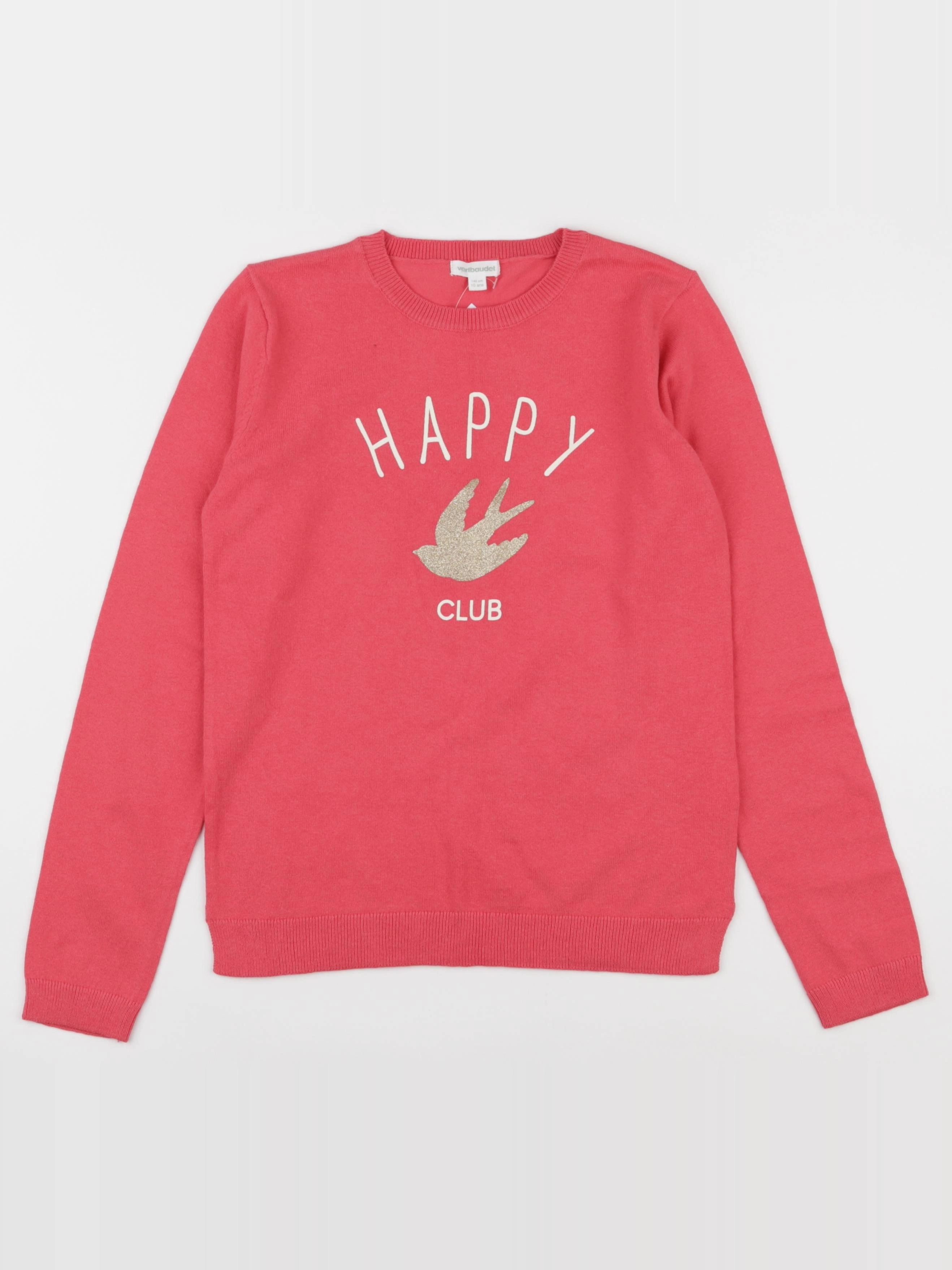 Vertbaudet - pull rose, or - 10 ans