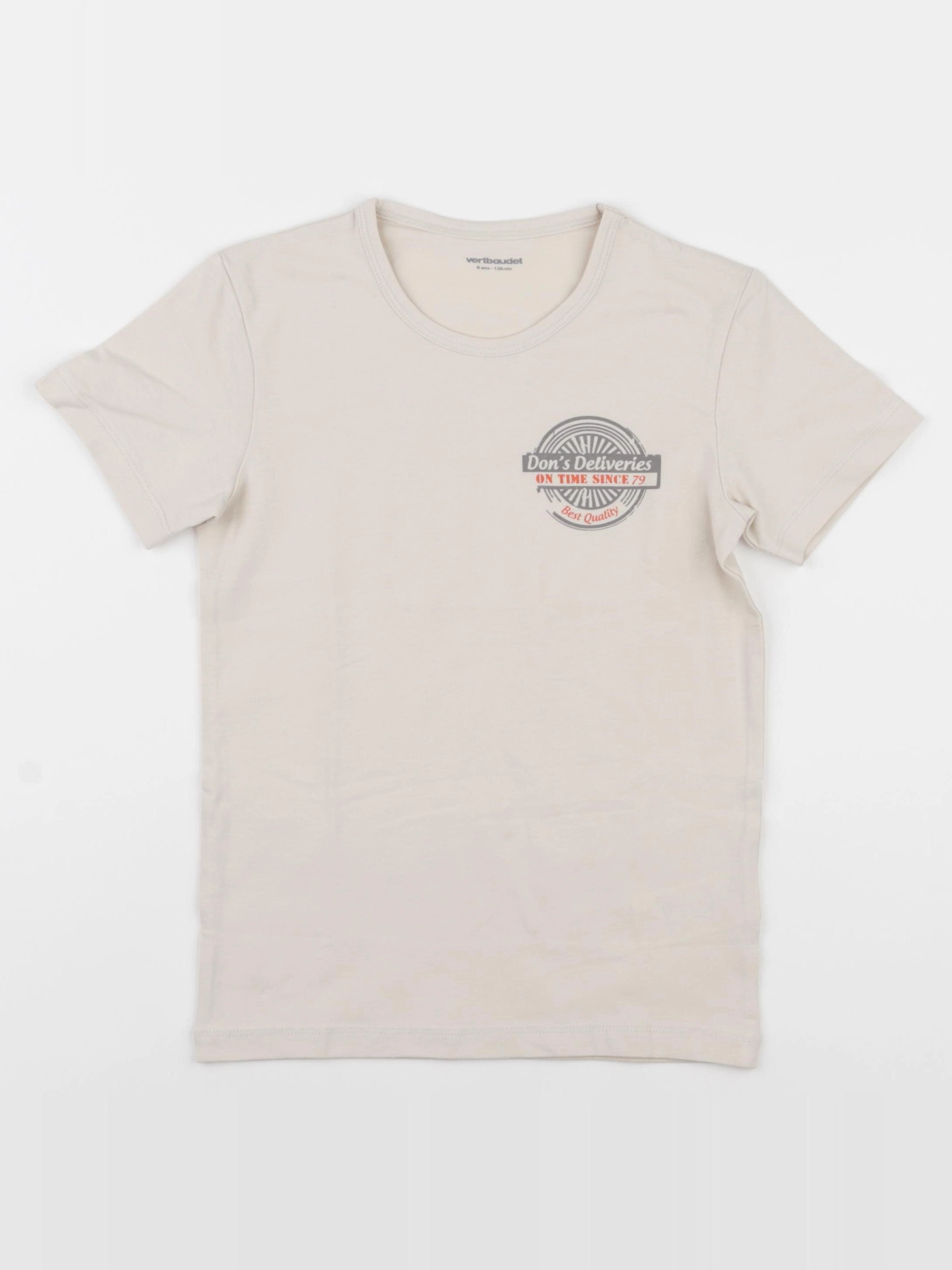 Vertbaudet - tee-shirt beige - 8 ans