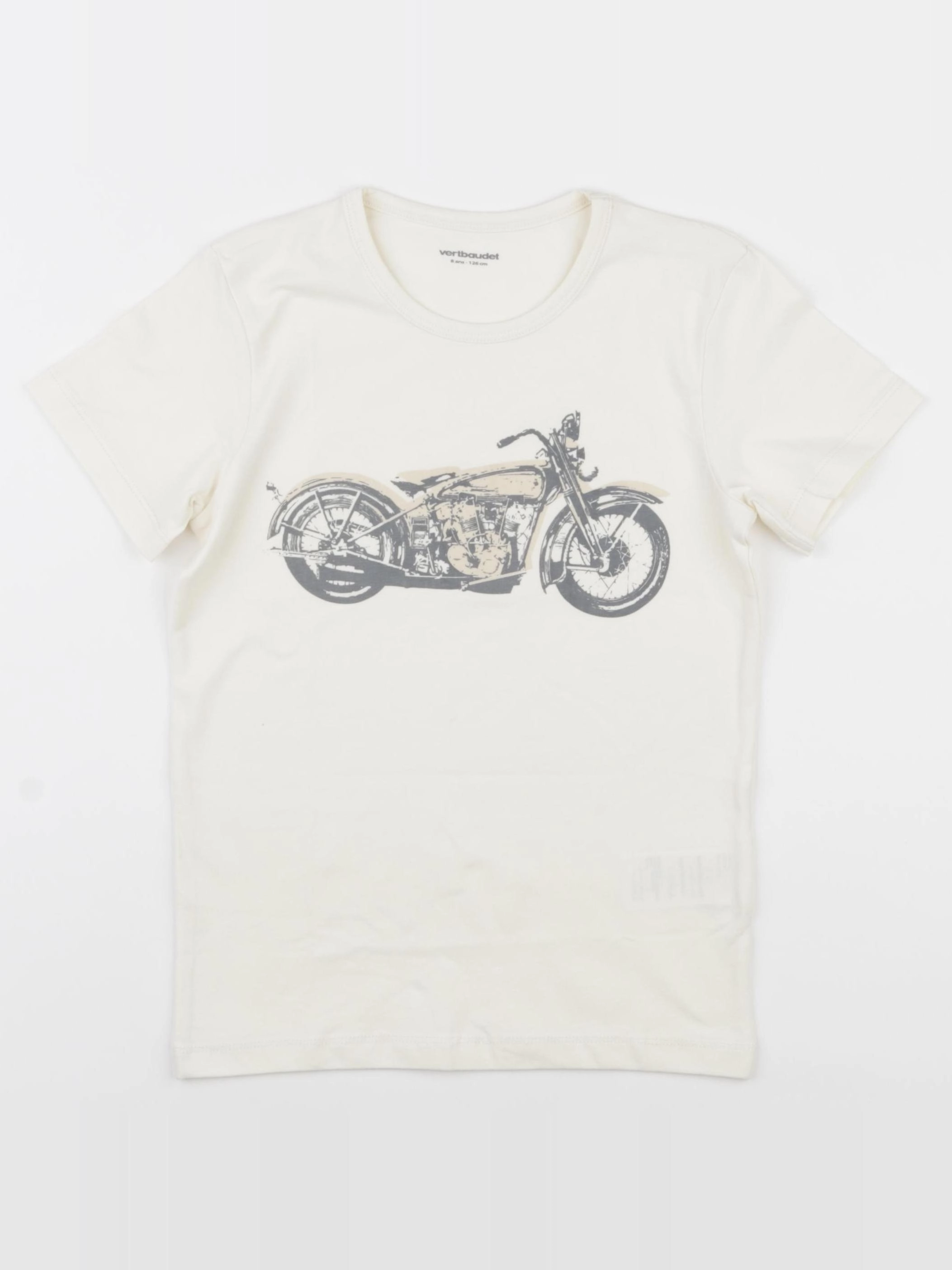 Vertbaudet - tee-shirt beige - 8 ans