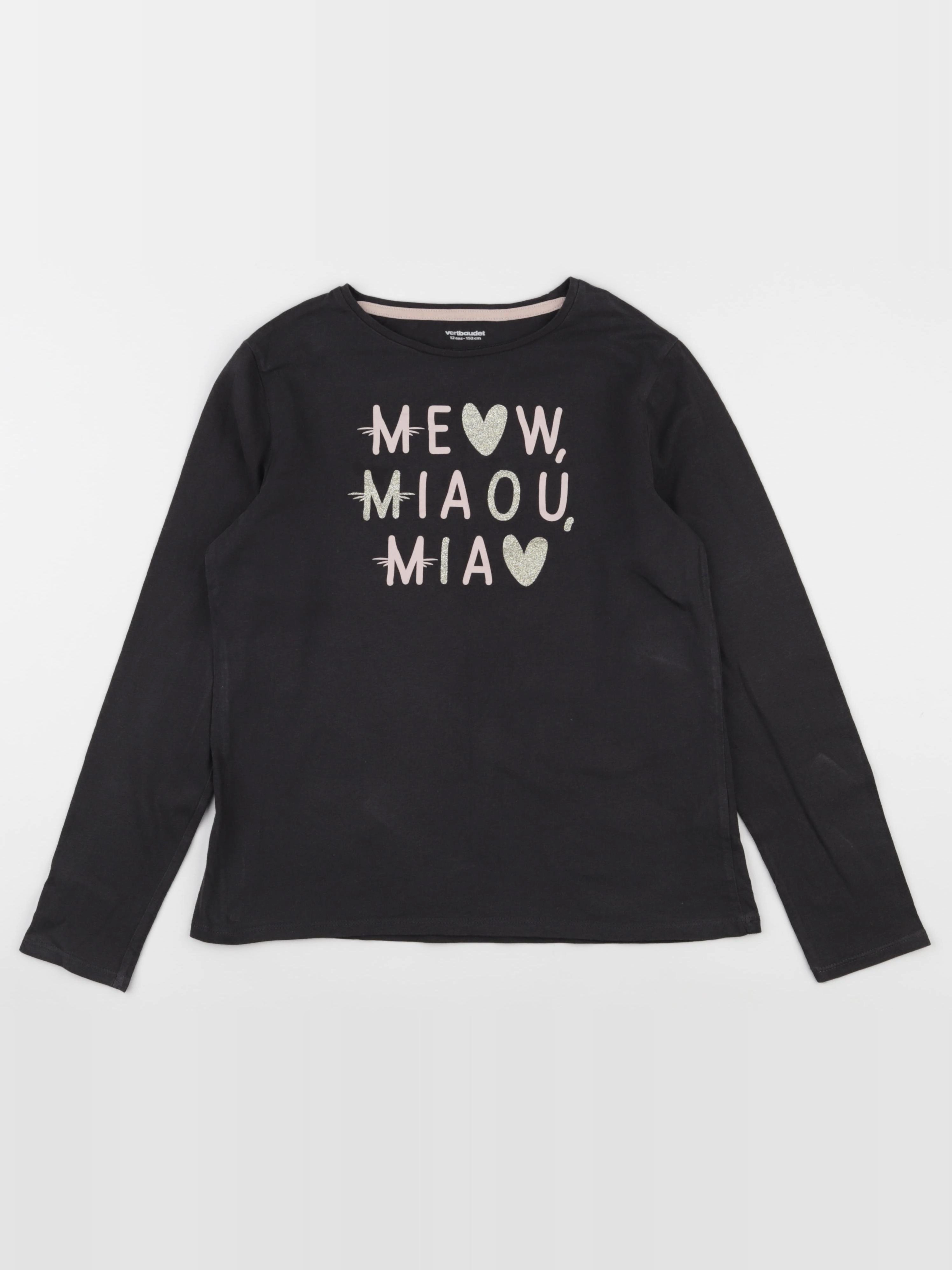 Vertbaudet - tee-shirt noir, or - 12 ans