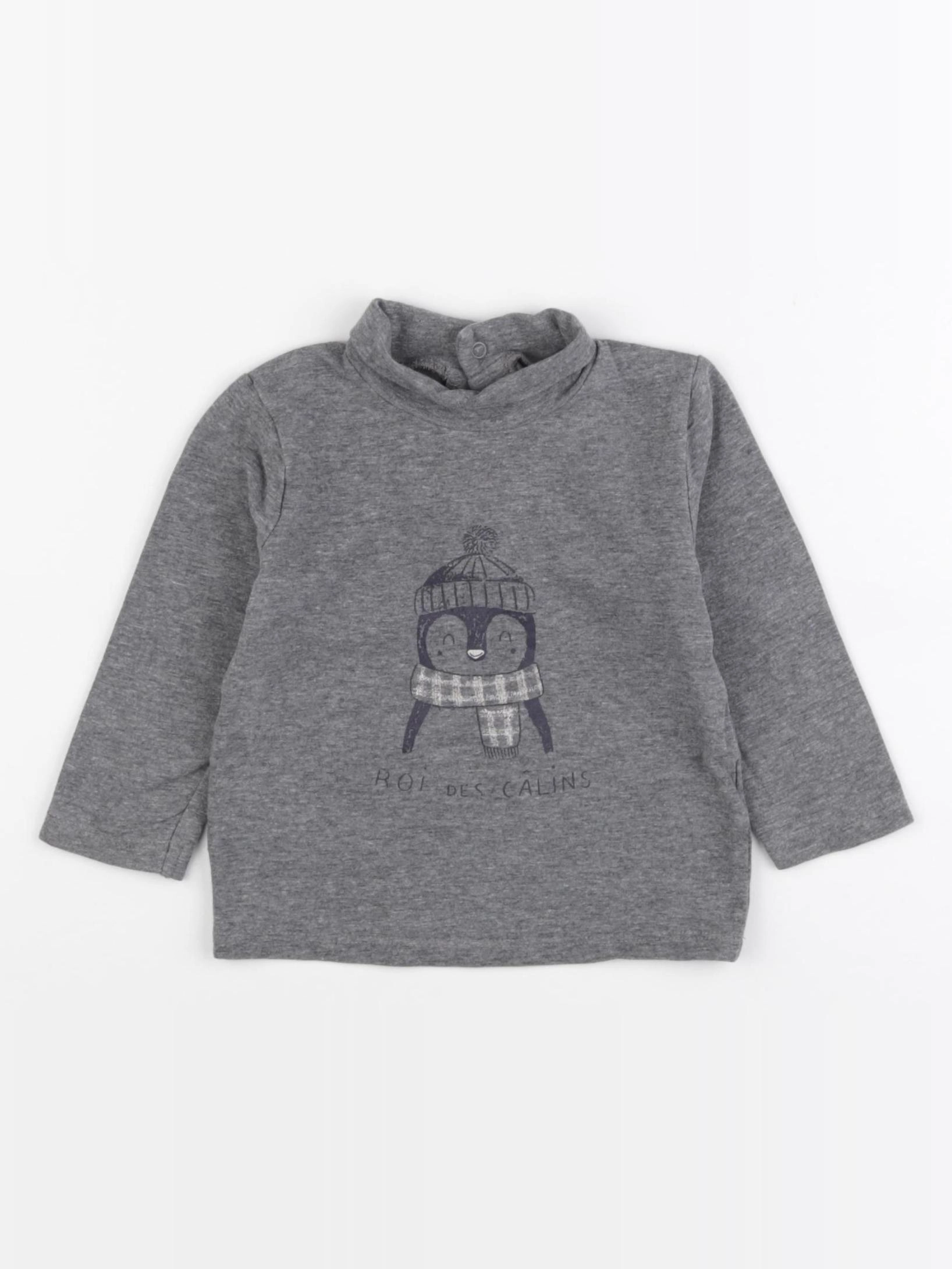 Vertbaudet - sous-pull gris - 9 mois