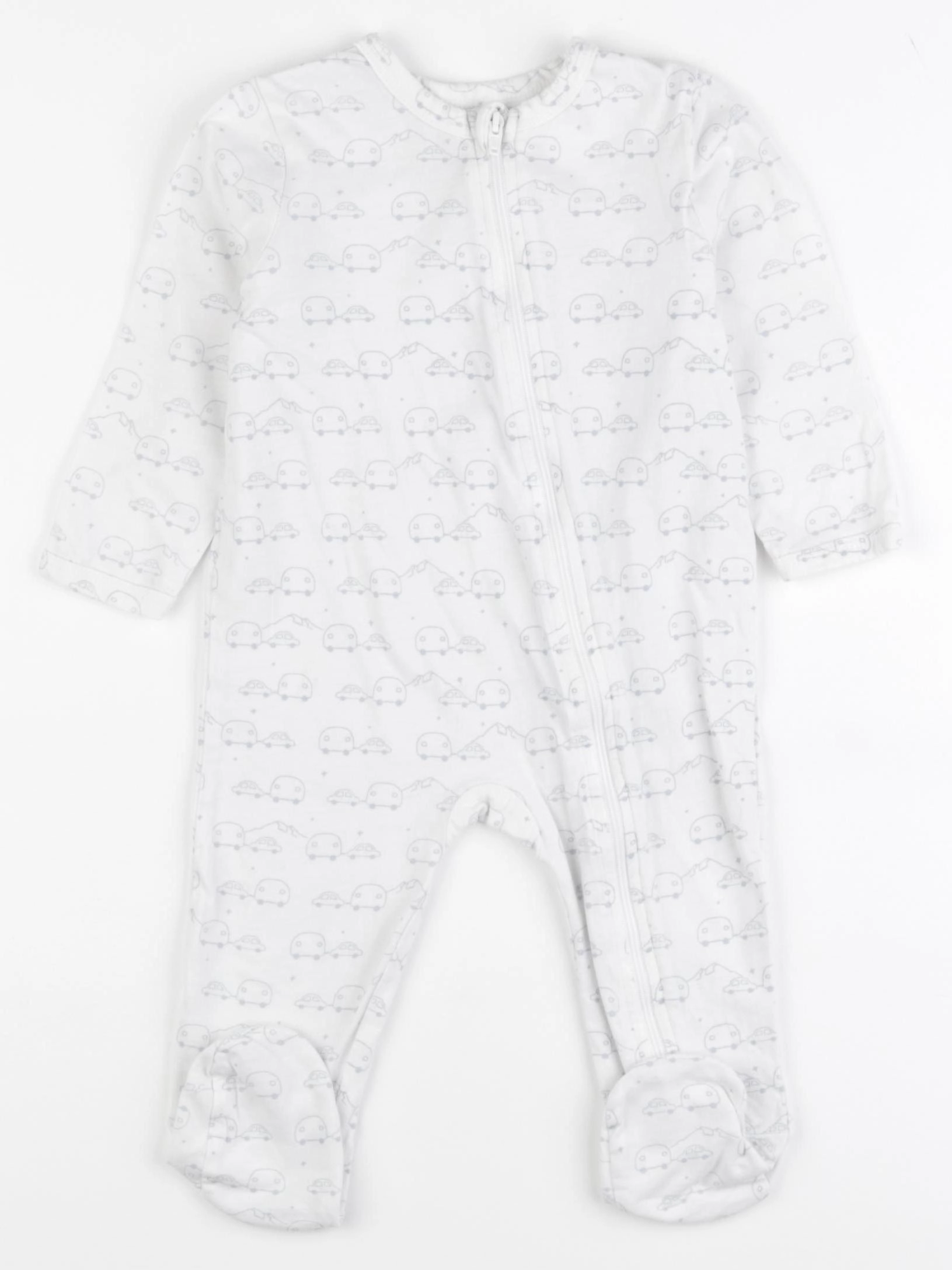 Vertbaudet - pyjama coton blanc, bleu - 9 mois