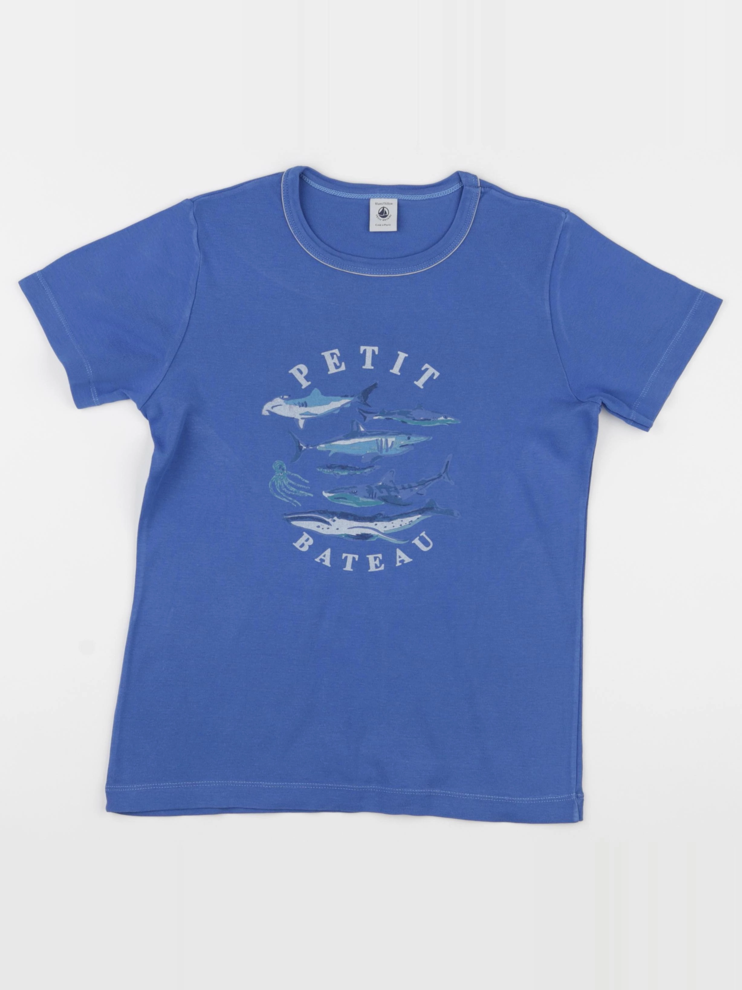 Petit Bateau - tee-shirt bleu - 10 ans