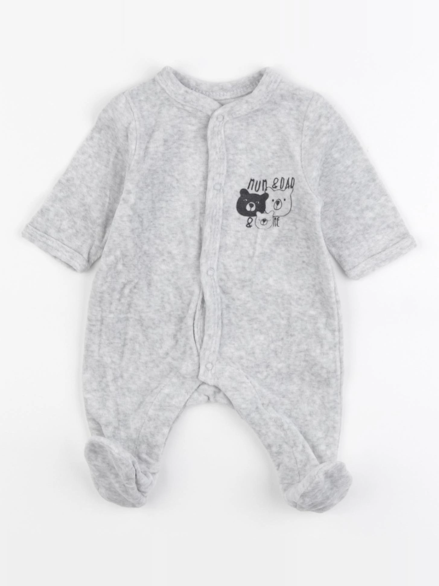 La Redoute - pyjama velours gris - 1 mois