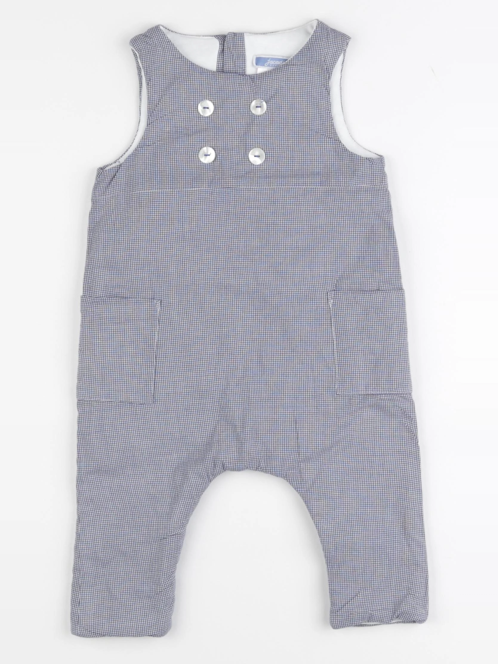 Jacadi - salopette doublé bleu, blanc - 12 mois