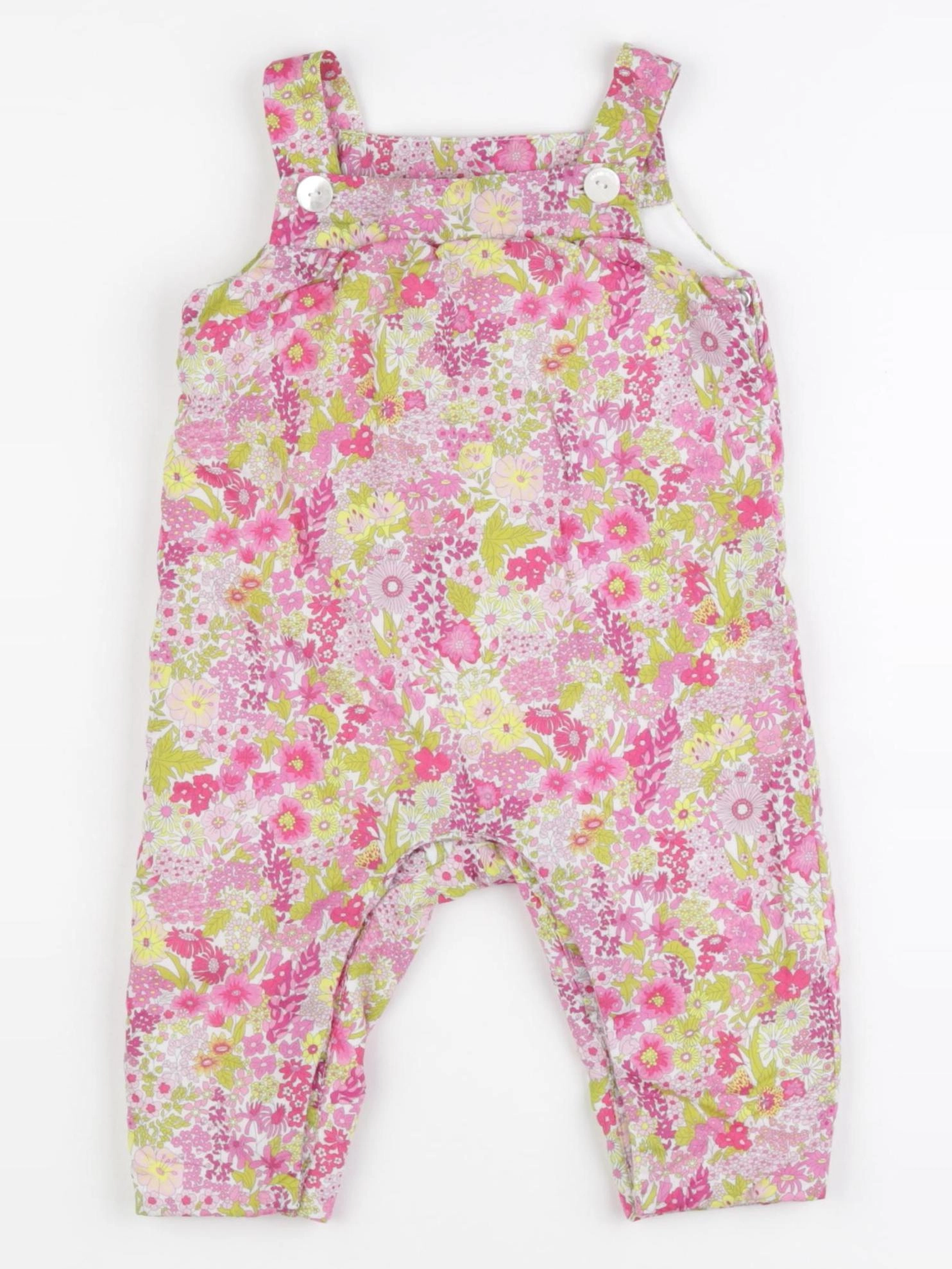 Jacadi - salopette doublé, liberty rose, vert - 6 mois