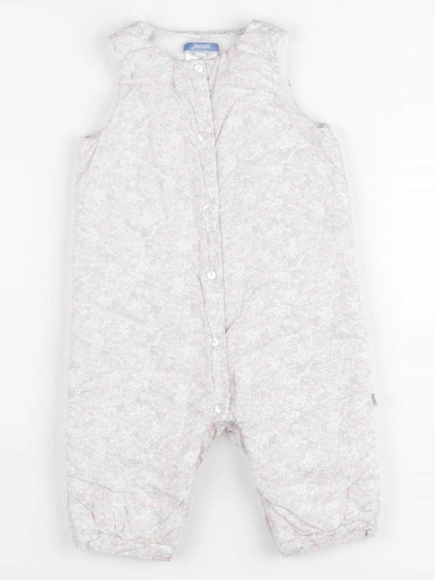 Jacadi - combinaison doublé, liberty blanc, rose - 6 mois