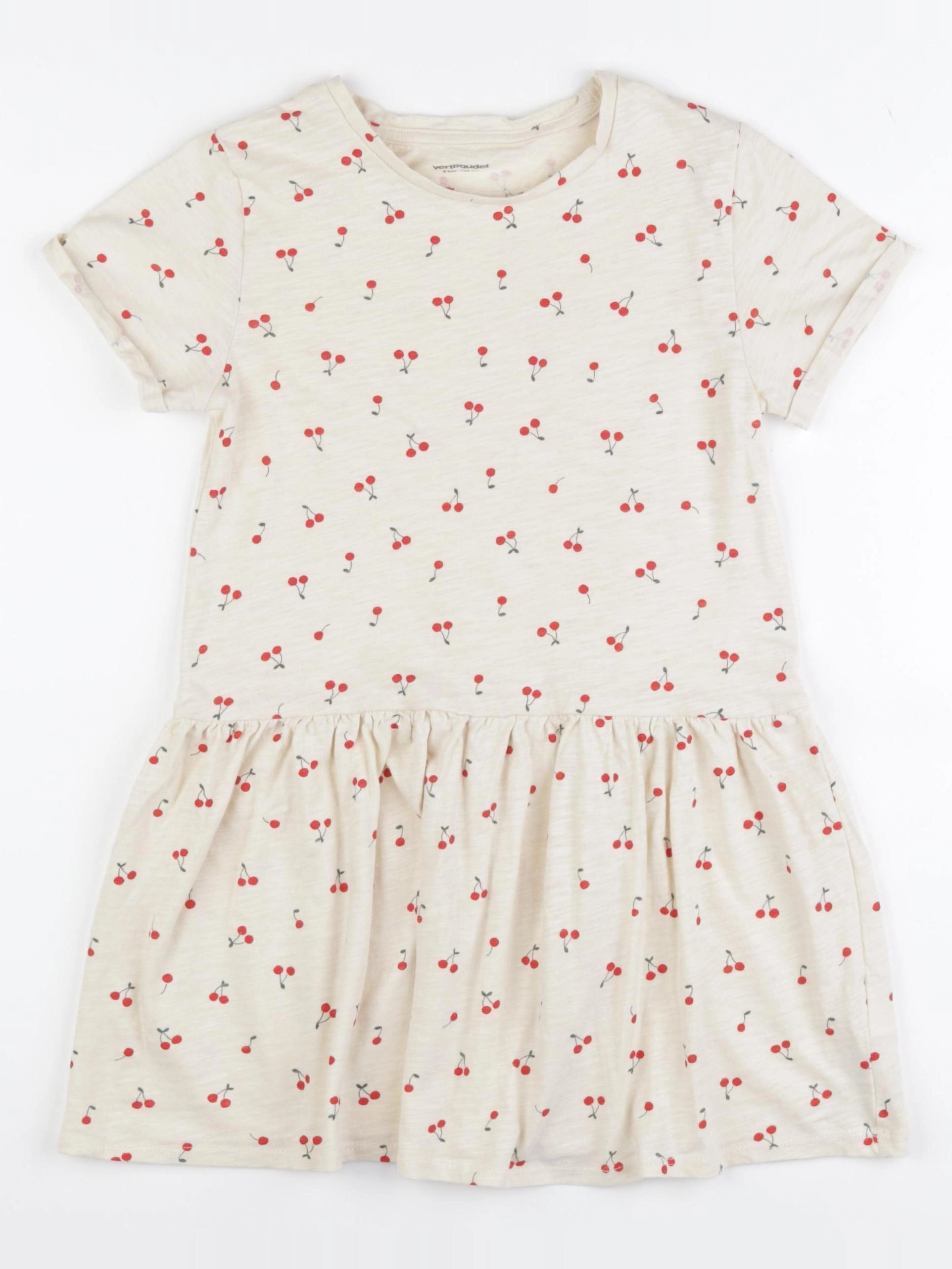 Vertbaudet - robe beige, rouge - 8 ans