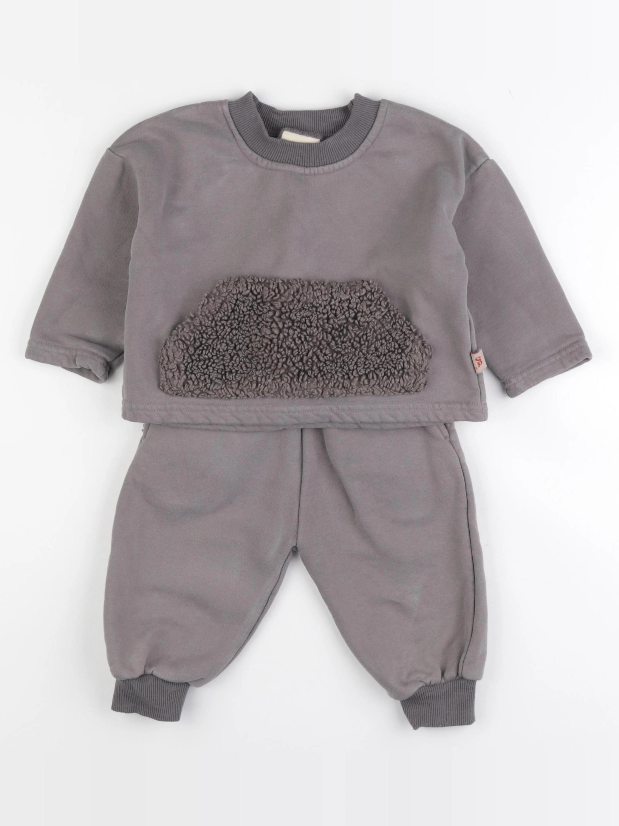 Gamin gamine - ensemble gris - 6/12 mois