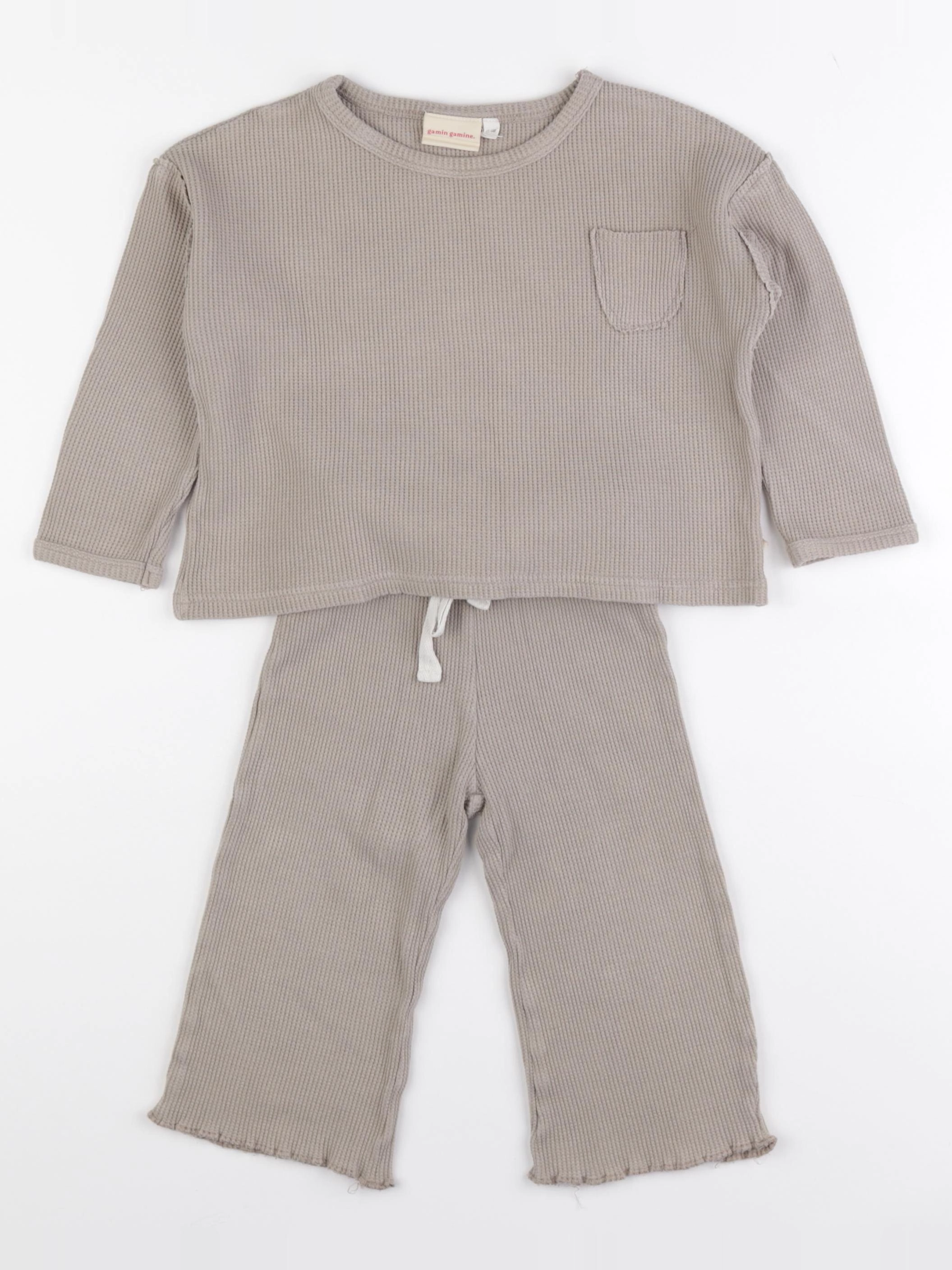 Gamin gamine - ensemble vert - 12/18 mois