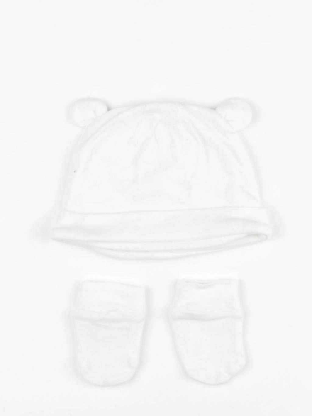 Vertbaudet - ensemble bonnet/moufles blanc - 3 mois