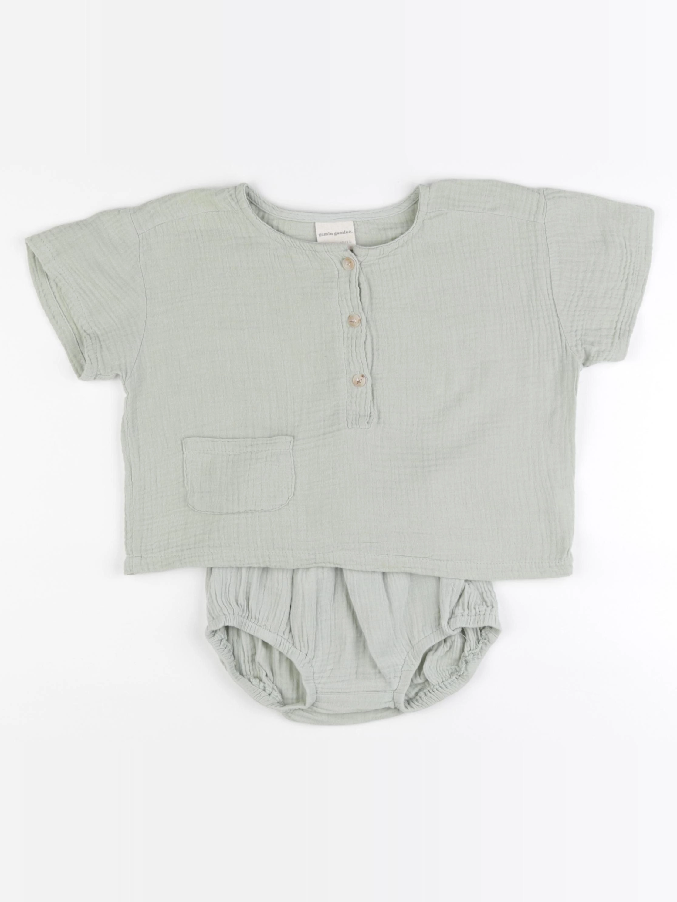 Gamin gamine - ensemble vert - 12/18 mois
