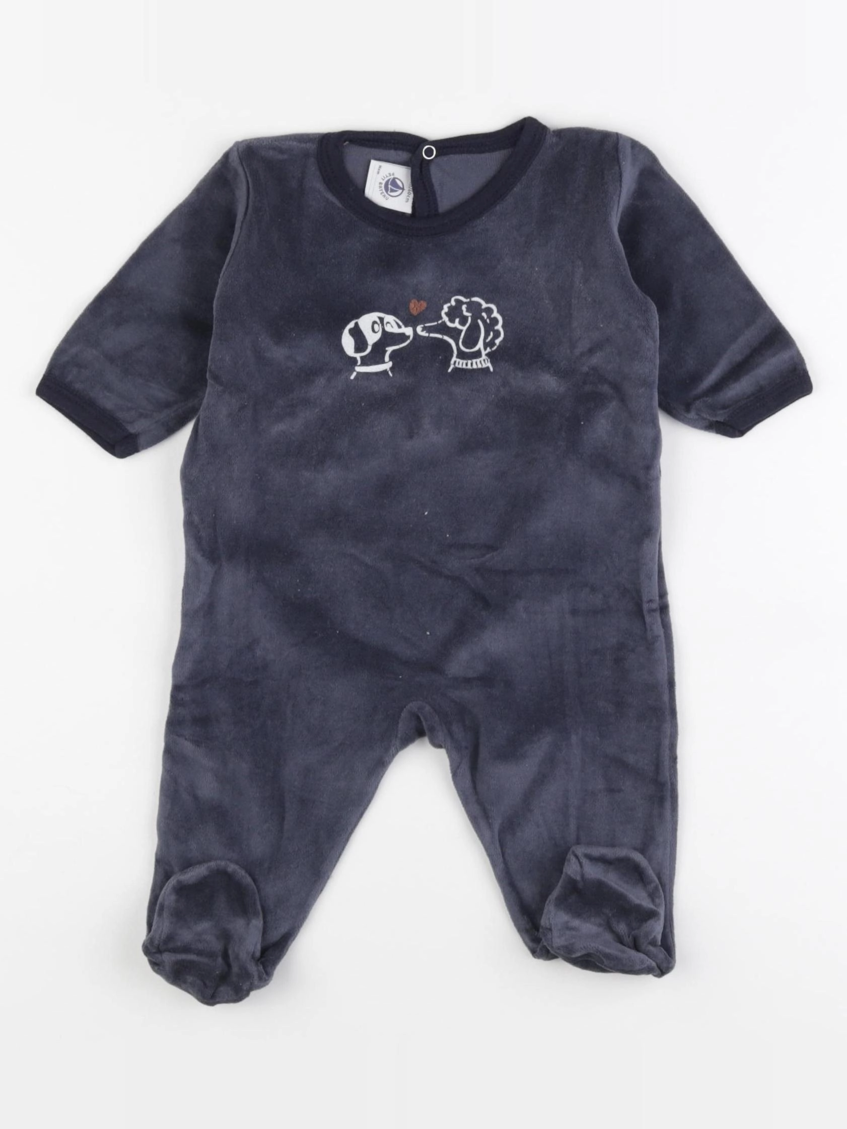 Petit Bateau - pyjama velours bleu - 3 mois