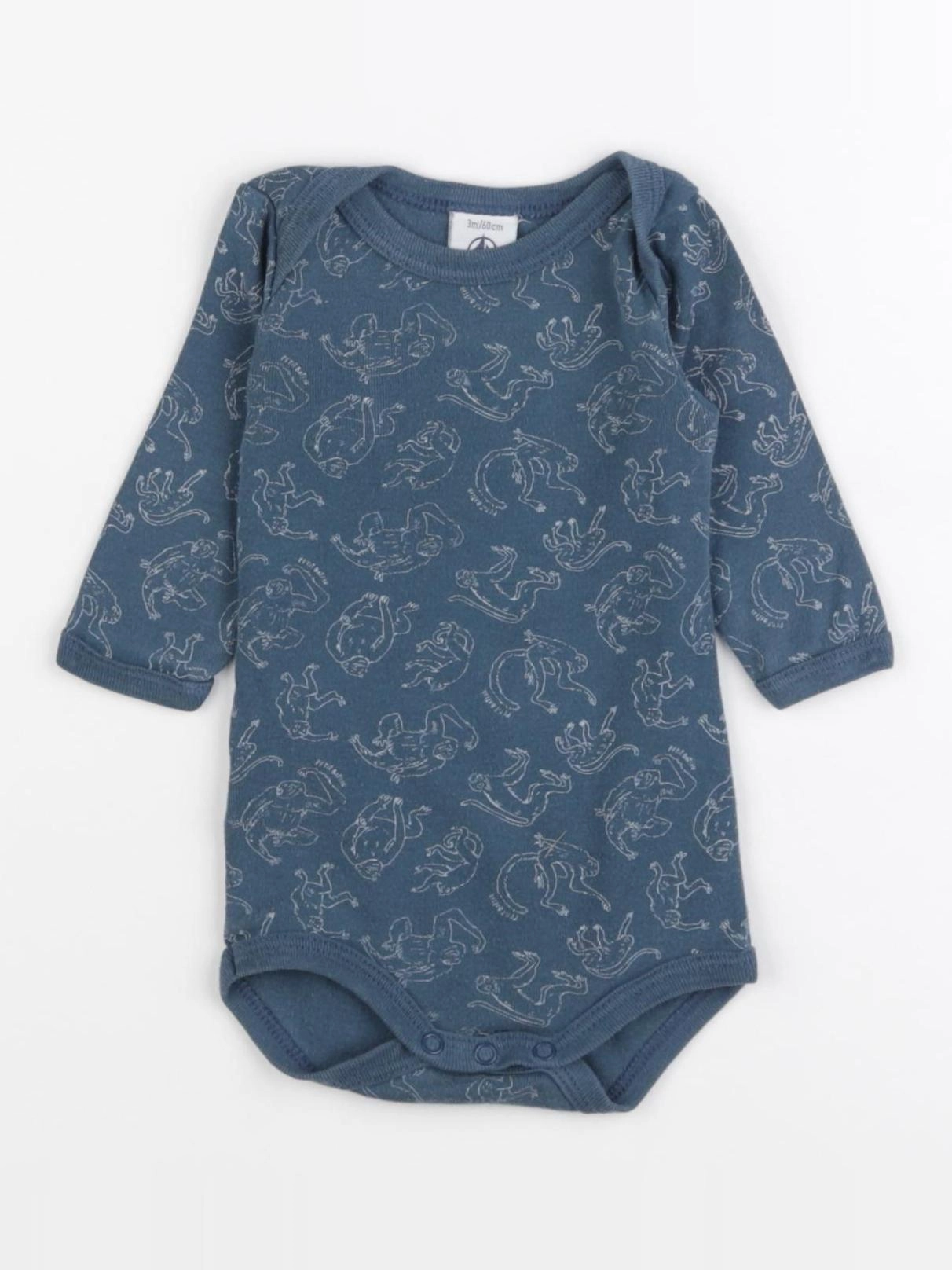Petit Bateau - body bleu - 3 mois
