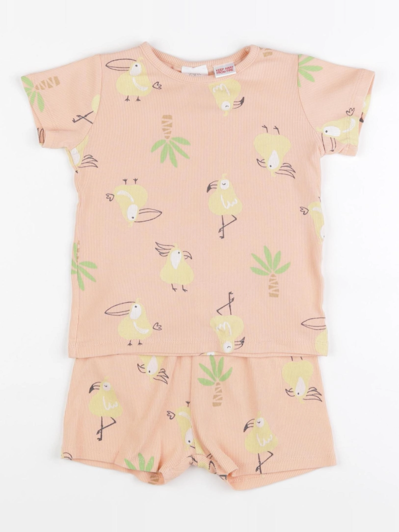 Zara - pyjama coton rose, orange - 2/3 ans