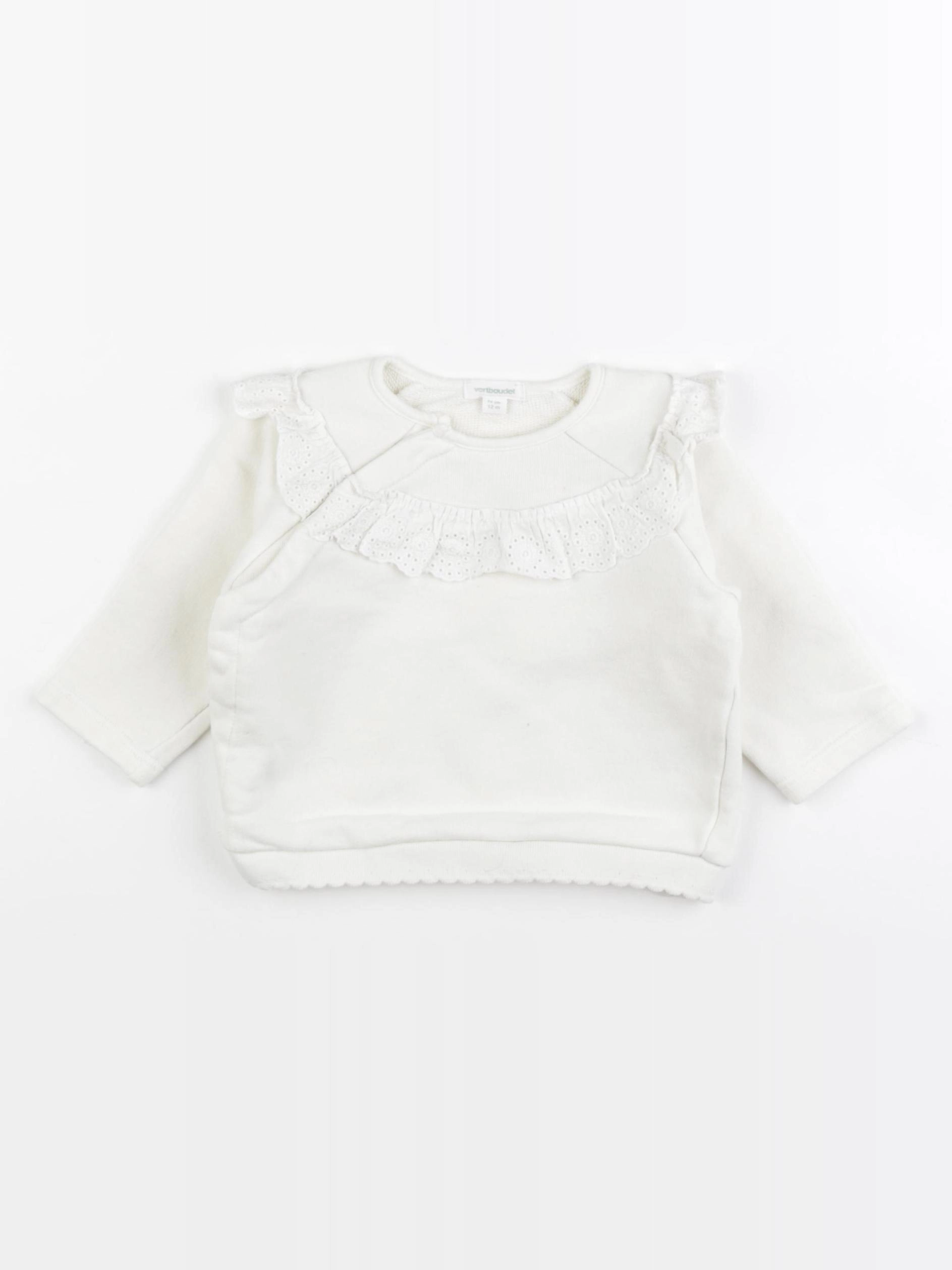 Vertbaudet - sweat beige - 12 mois