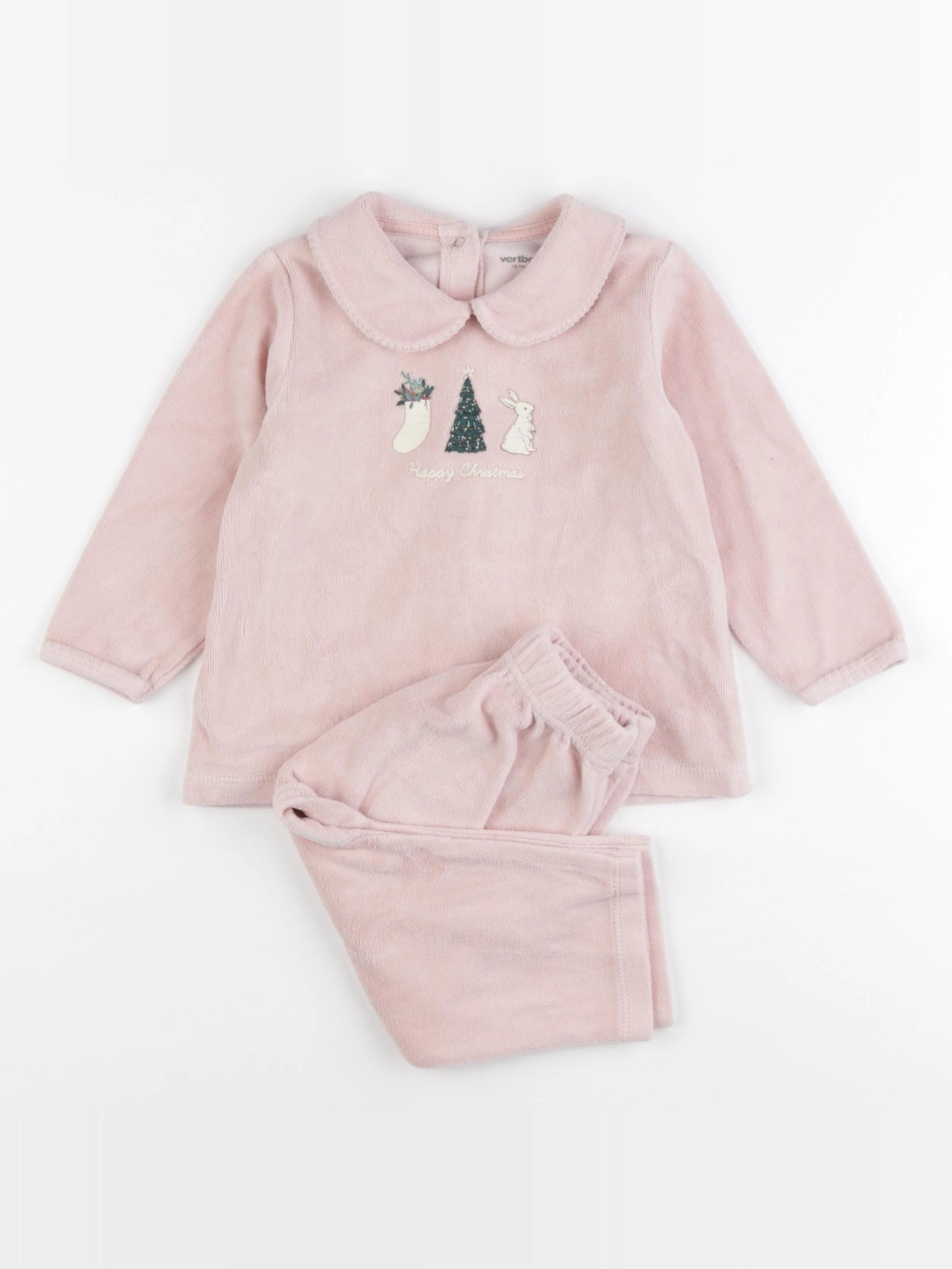 Vertbaudet - pyjama velours rose - 18 mois