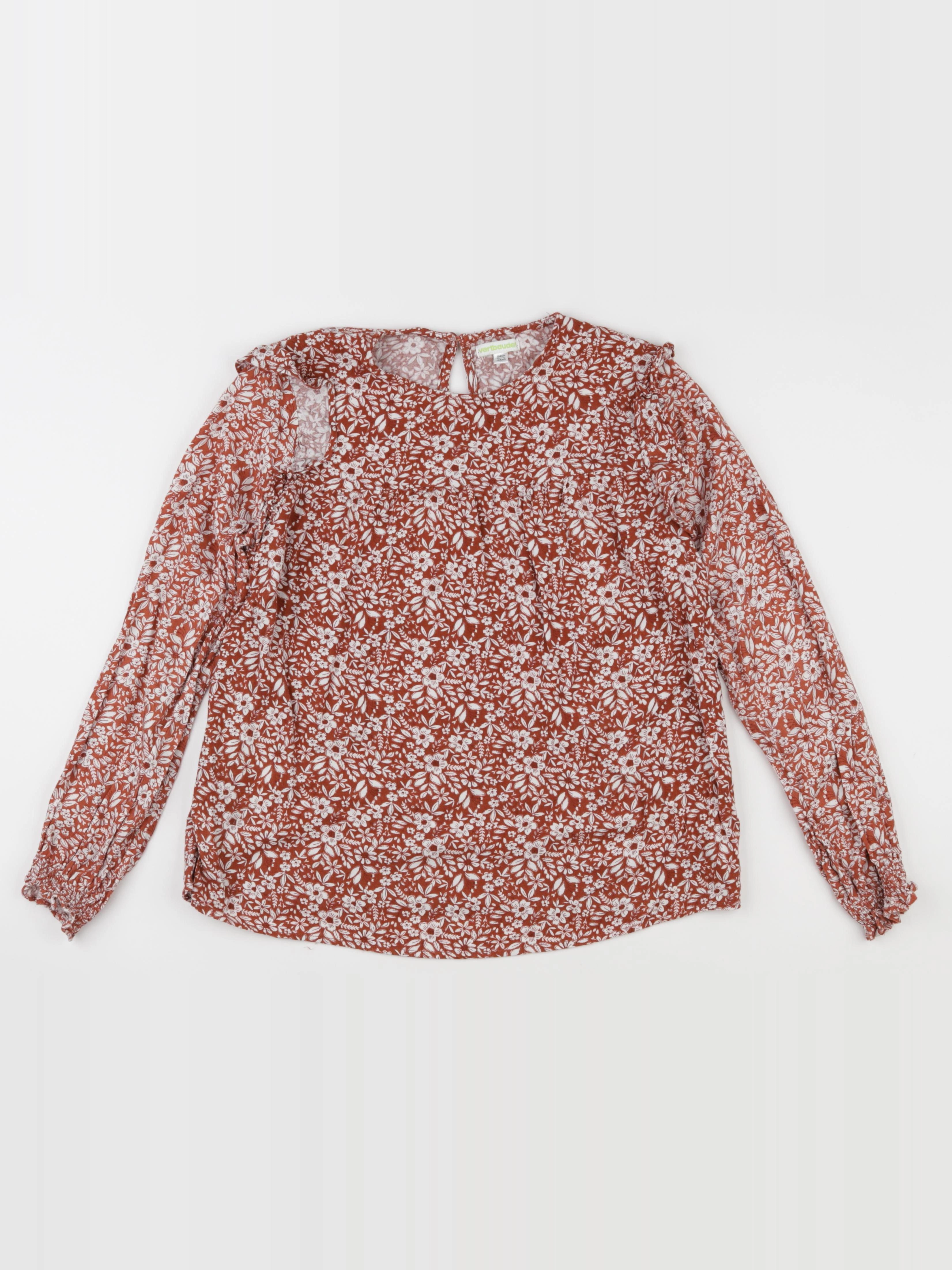 Vertbaudet - blouse marron, blanc - 12 ans