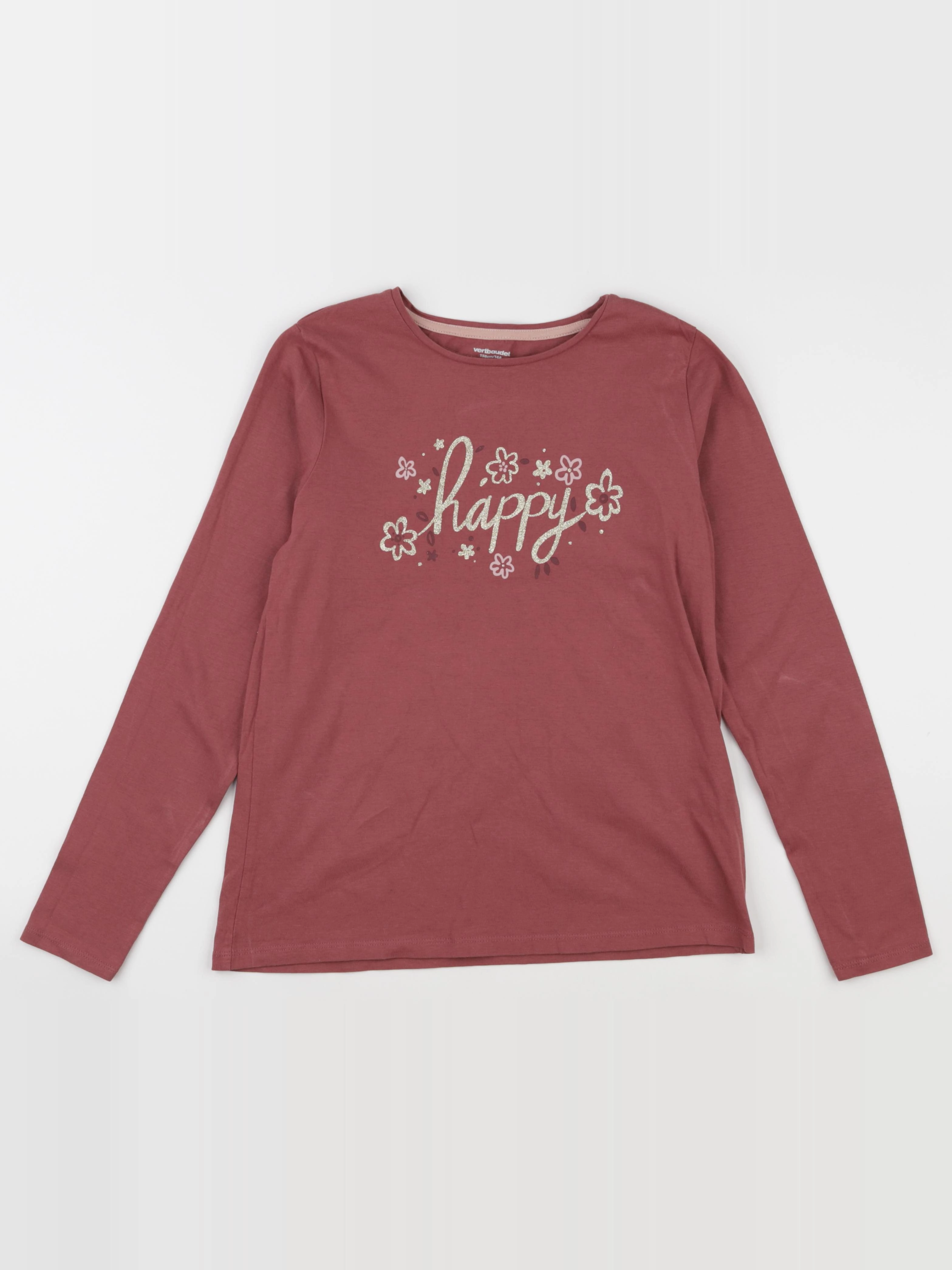 Vertbaudet - tee-shirt or, rose - 14 ans