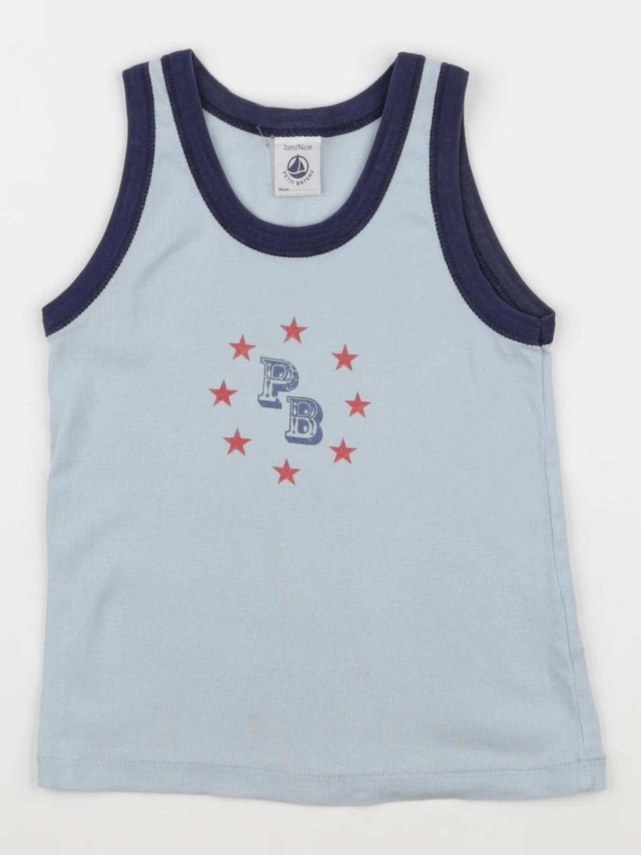 Petit Bateau - maillot de corps bleu - 3 ans
