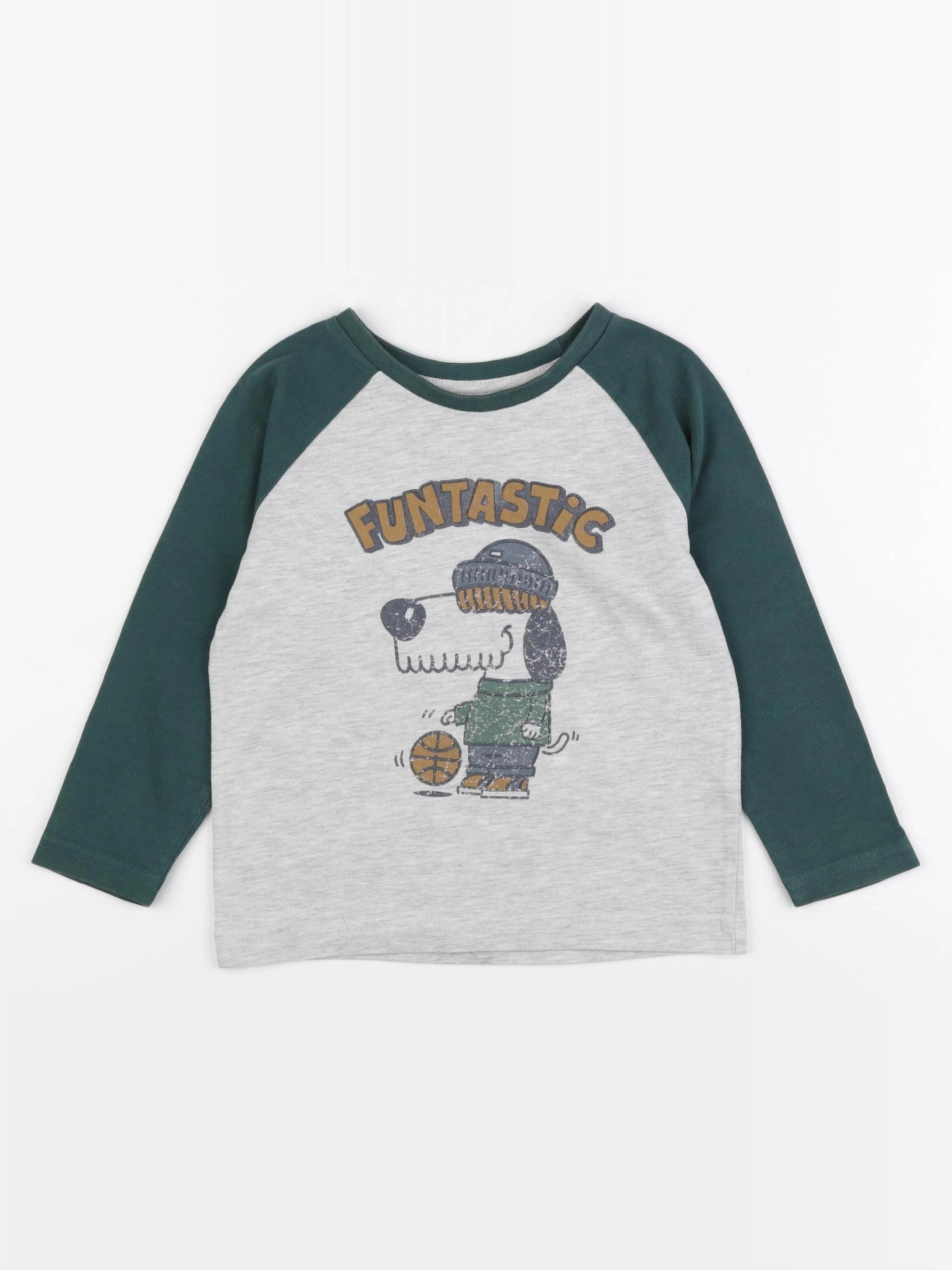 Vertbaudet - tee-shirt gris, vert - 3 ans