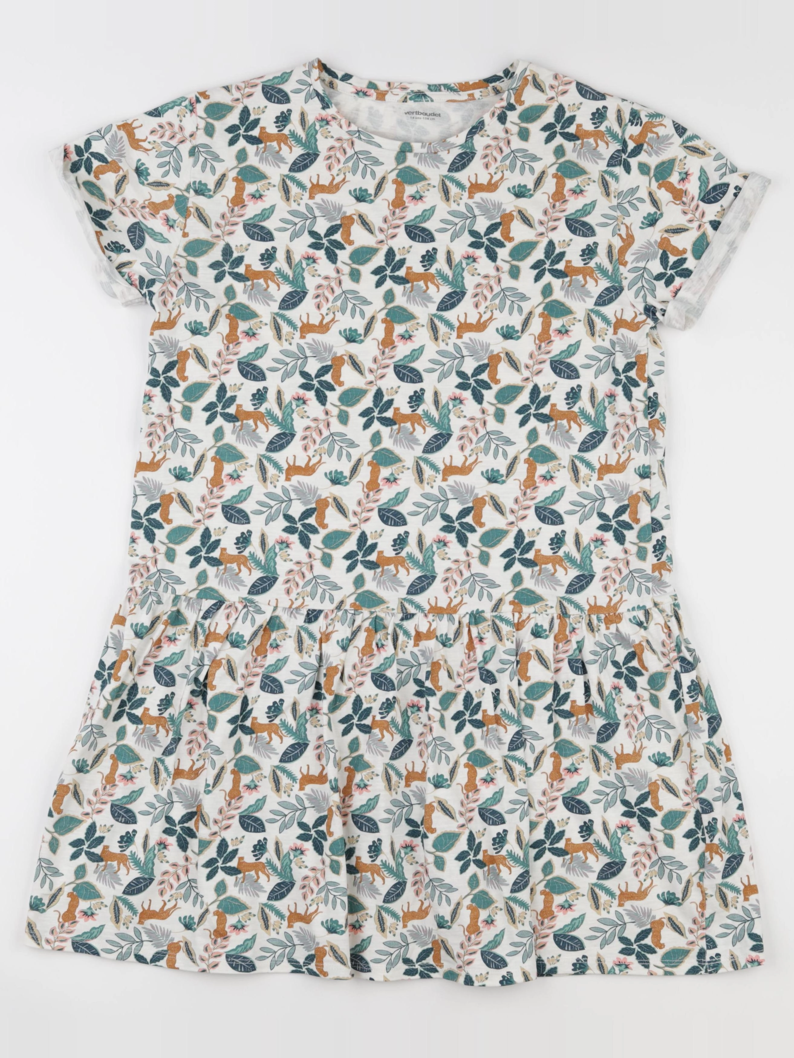 Vertbaudet - robe blanc, vert - 14 ans