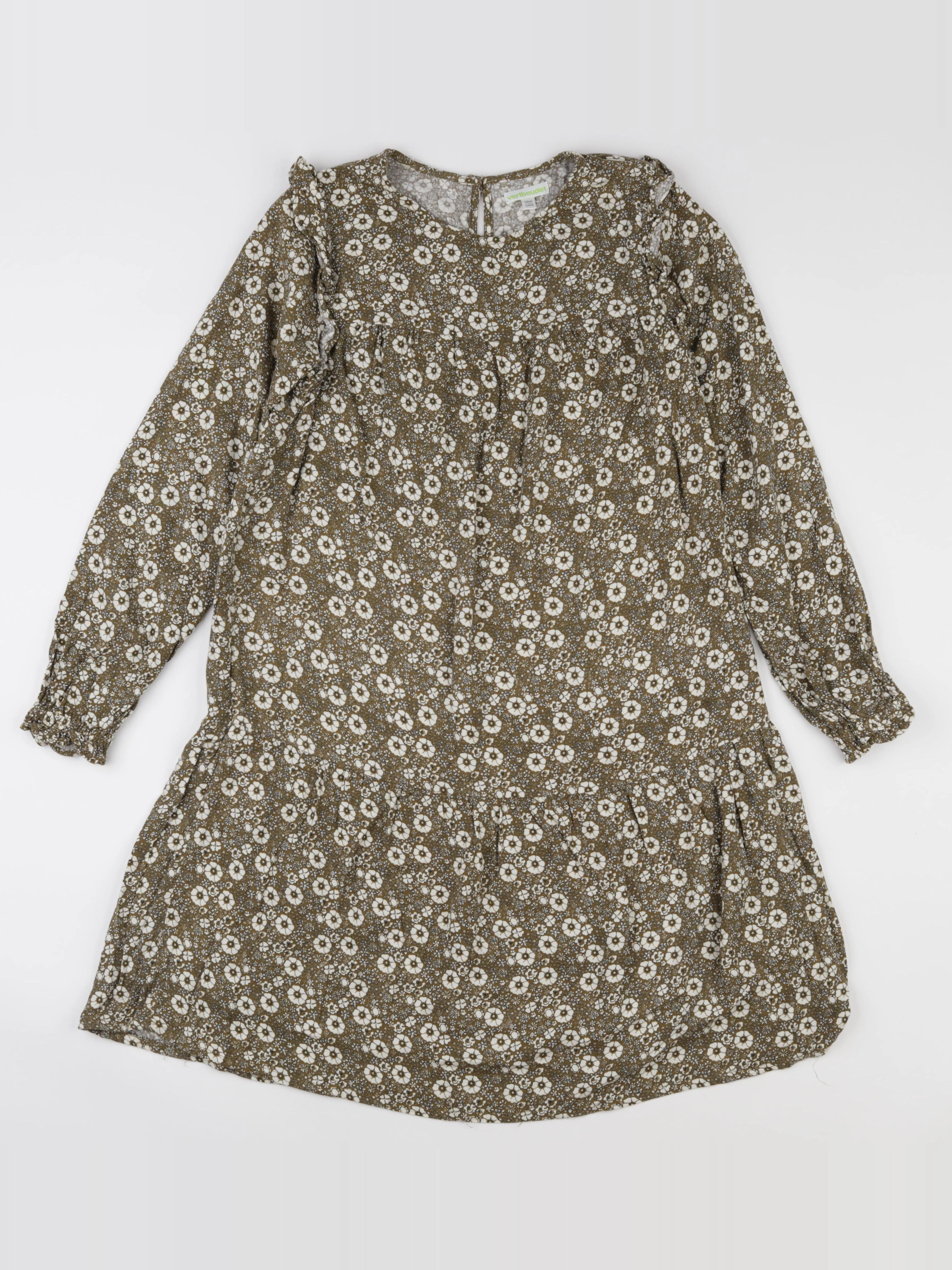 Vertbaudet - robe vert, blanc - 12 ans