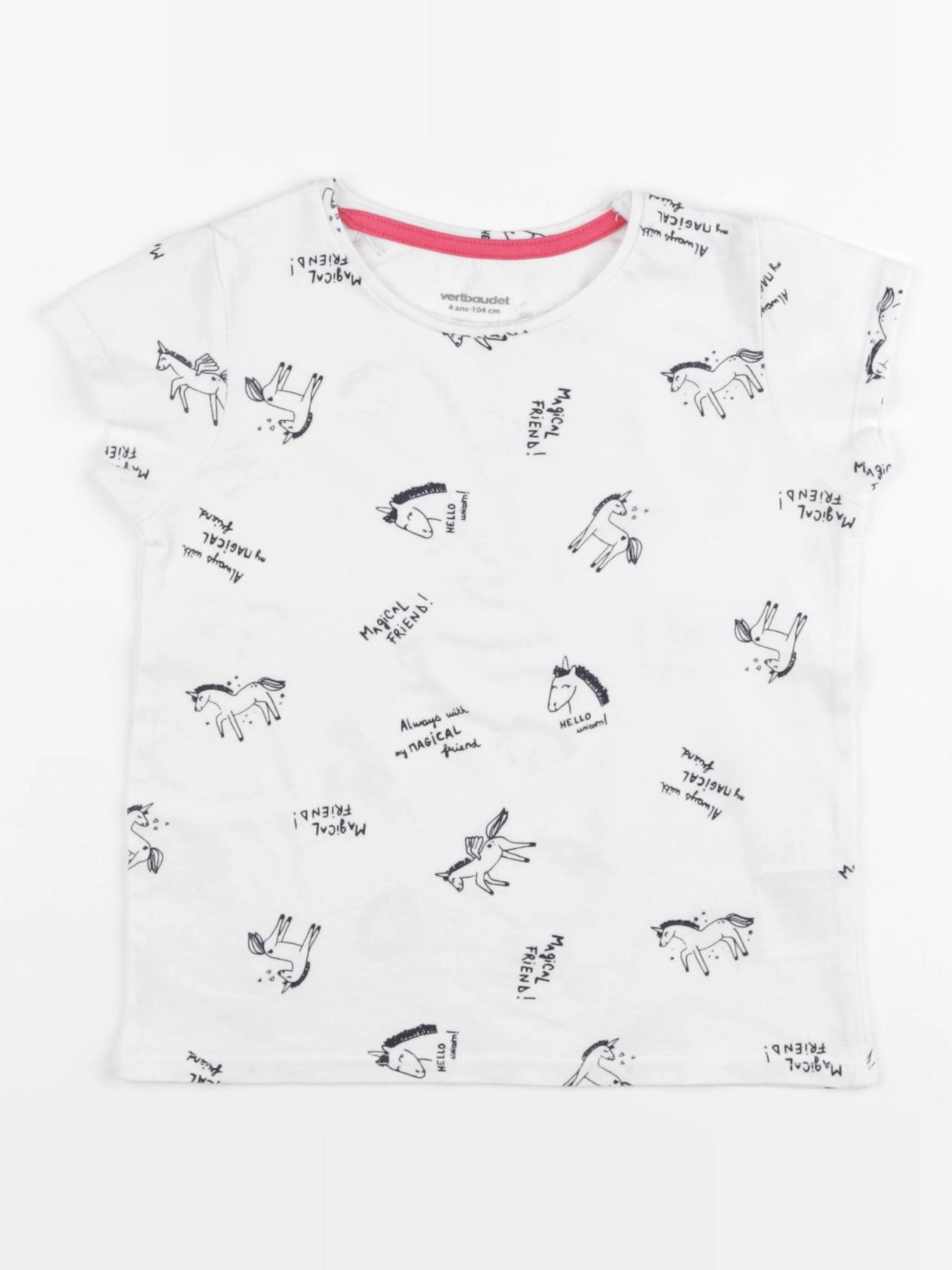 Vertbaudet - tee-shirt blanc, bleu - 4 ans