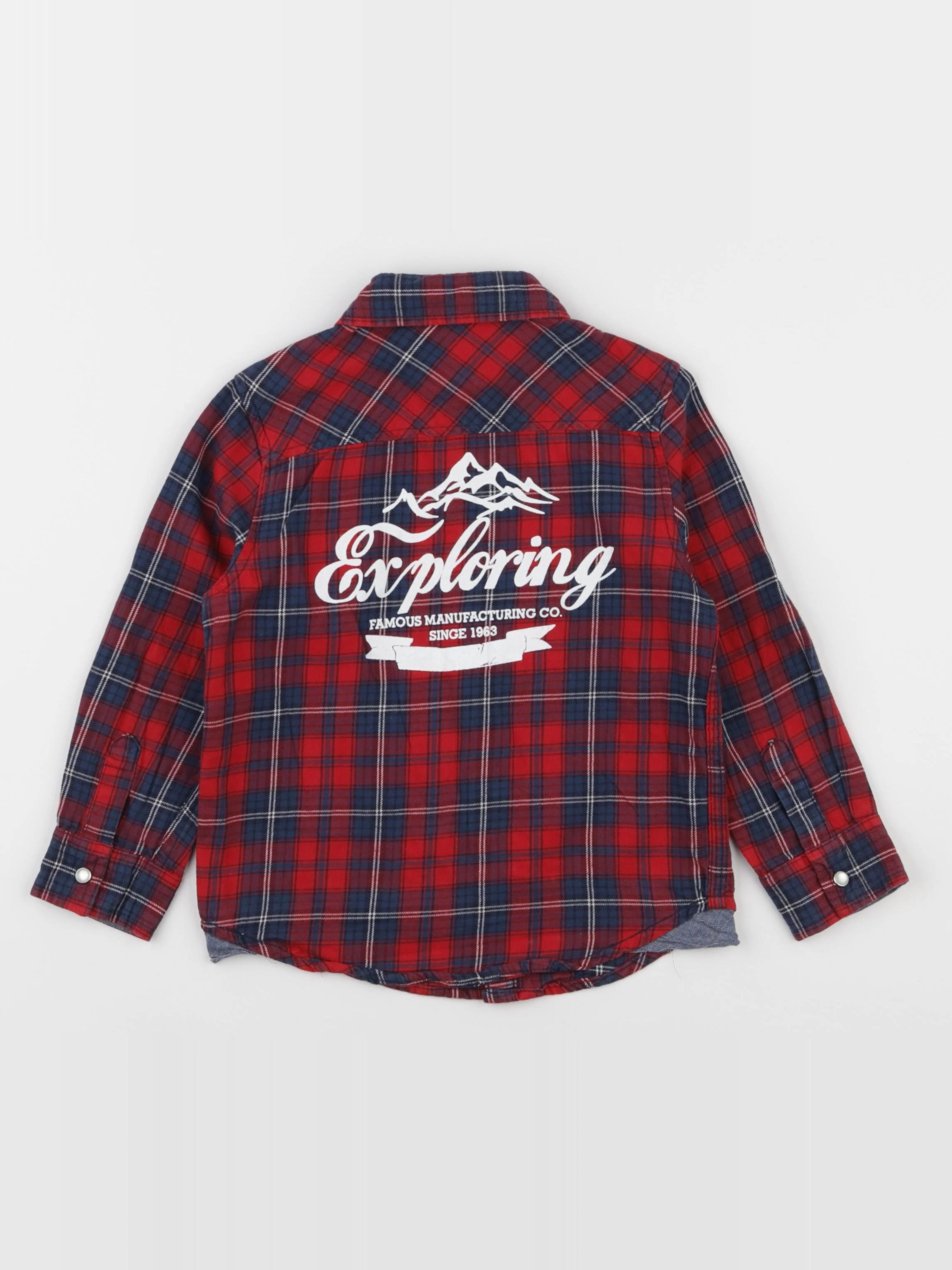 Vertbaudet - chemise imprimé au dos rouge, bleu - 4 ans
