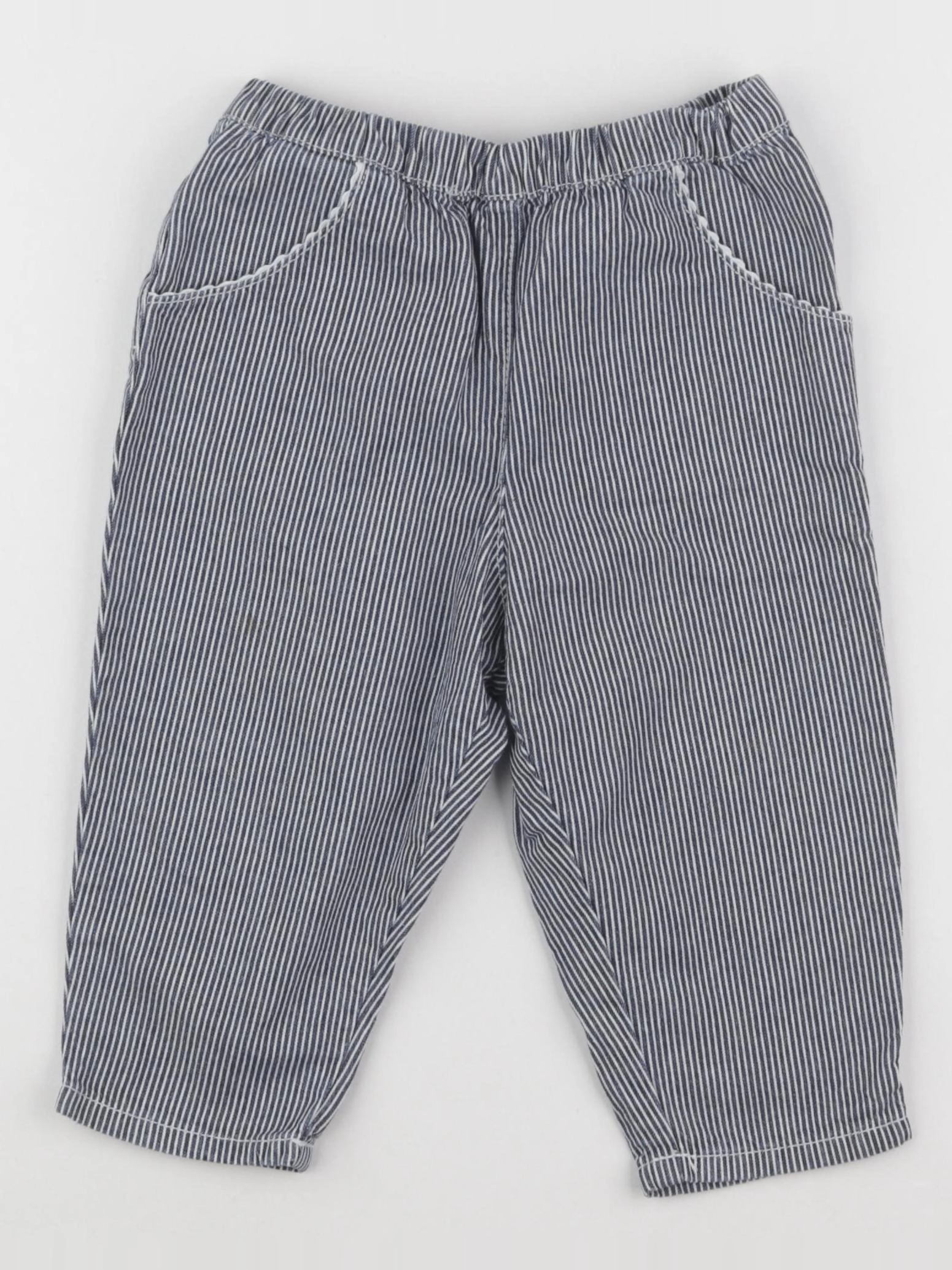 Cyrillus - pantalon bleu, blanc - 18 mois