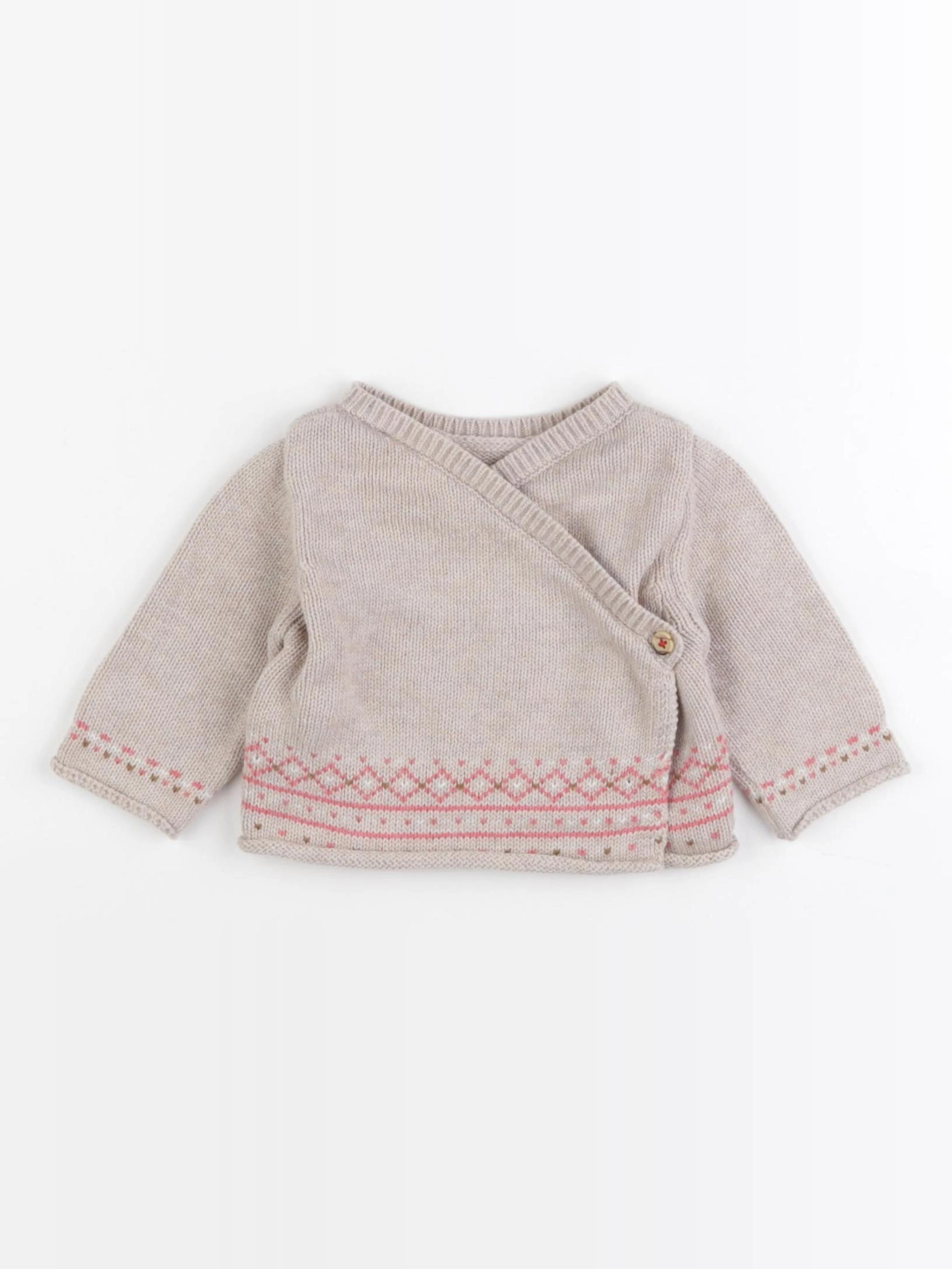 Petit Bateau - gilet marron, rose - 3 mois