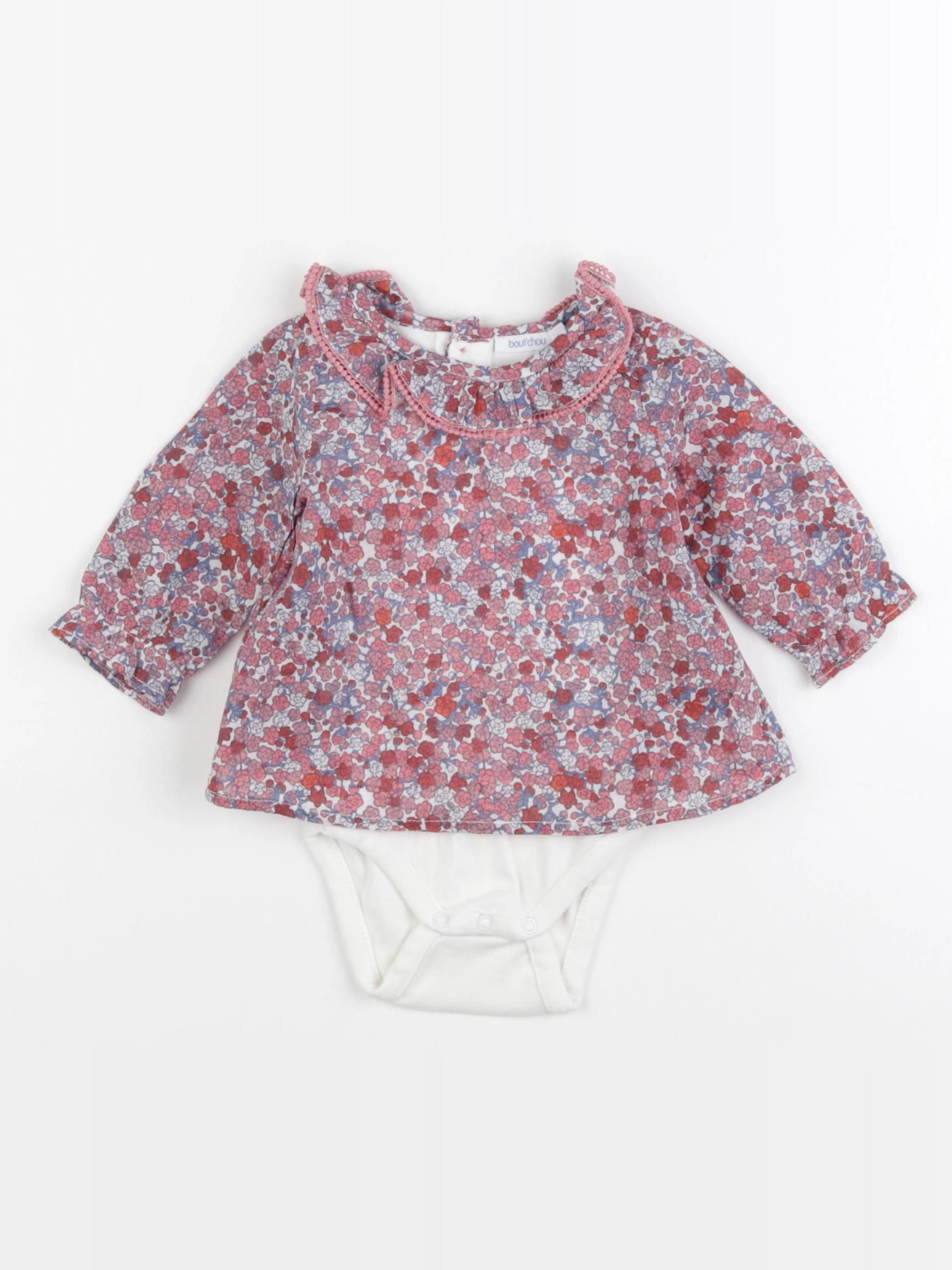 Boutchou - body blouse rose, rouge - 3 mois