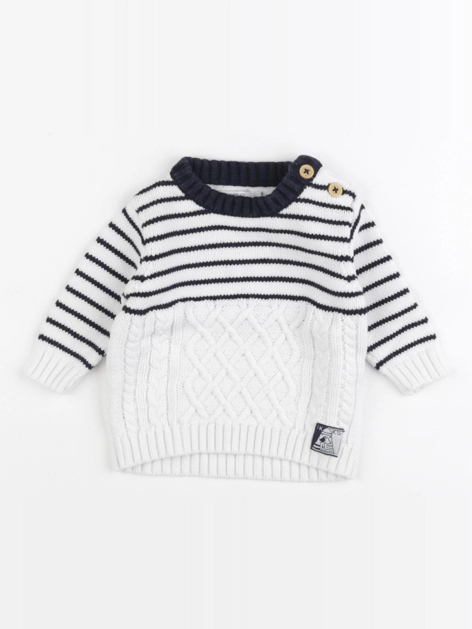 IKKS - pull bleu, blanc - 3 mois