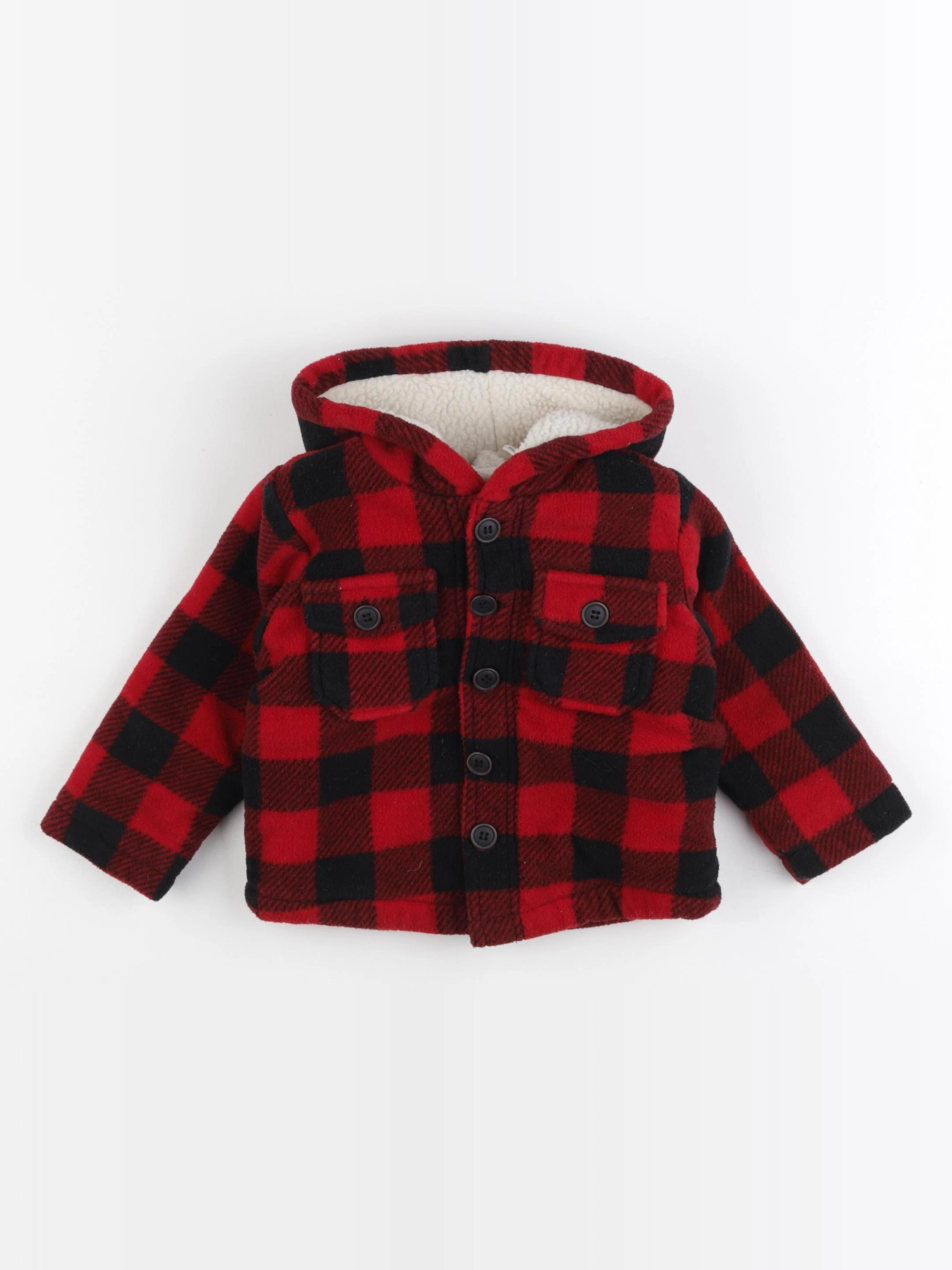 Zara - veste doublé rouge, noir - 12/18 mois