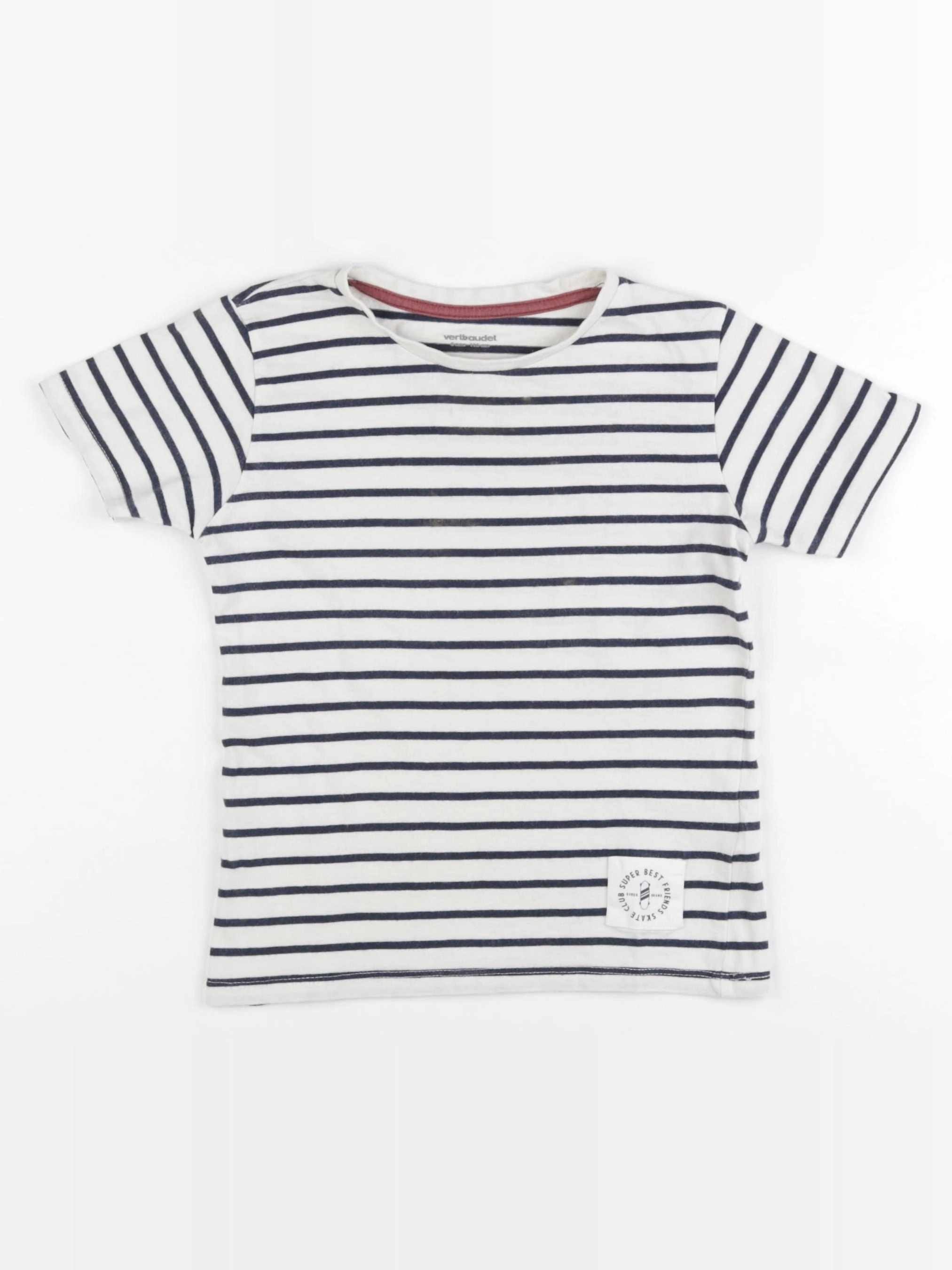 Vertbaudet - tee-shirt blanc, bleu - 6 ans