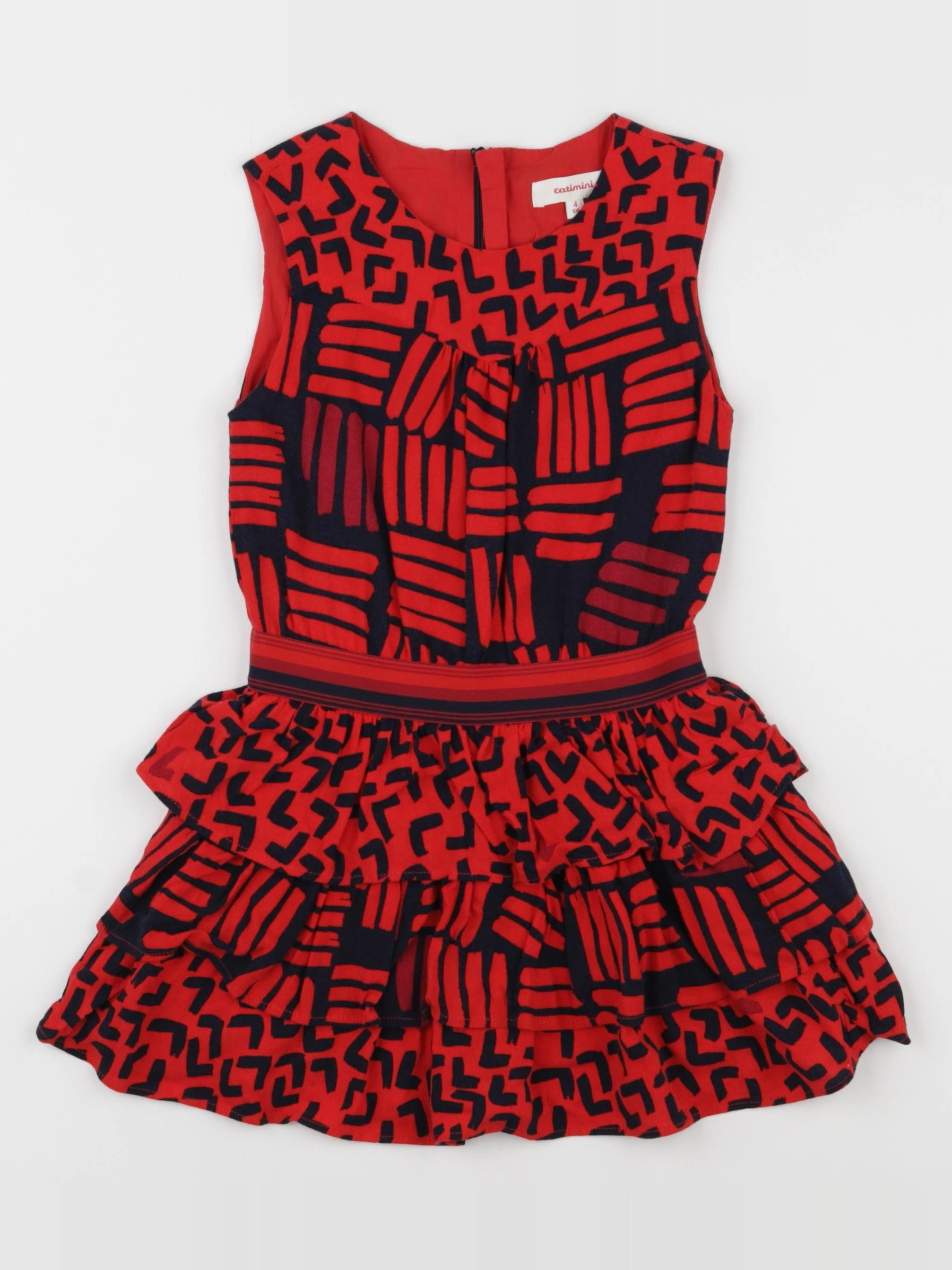 Catimini - robe rouge, noir - 4 ans