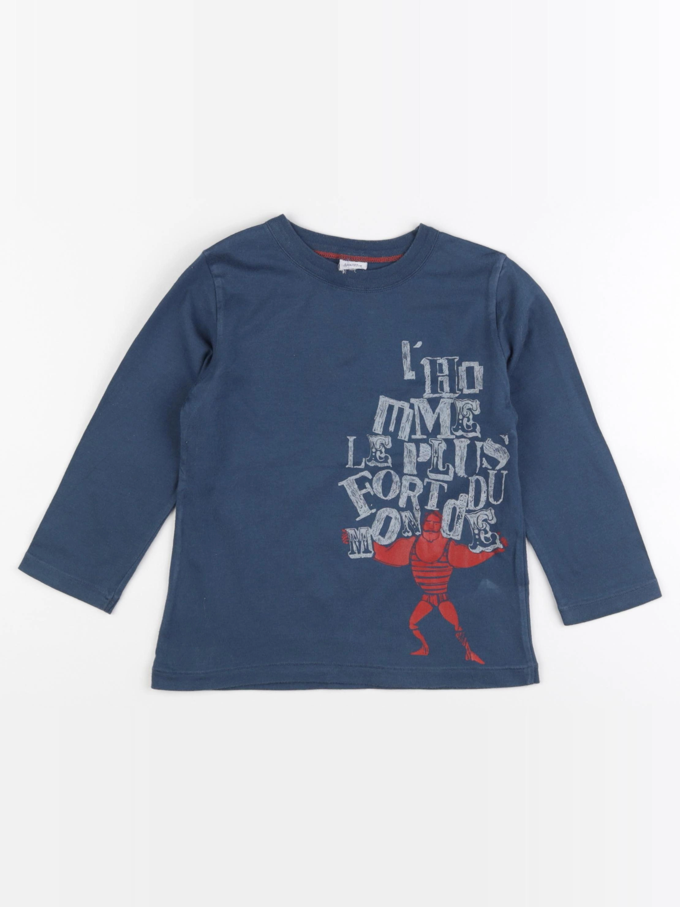 Petit Bateau - tee-shirt bleu - 4 ans