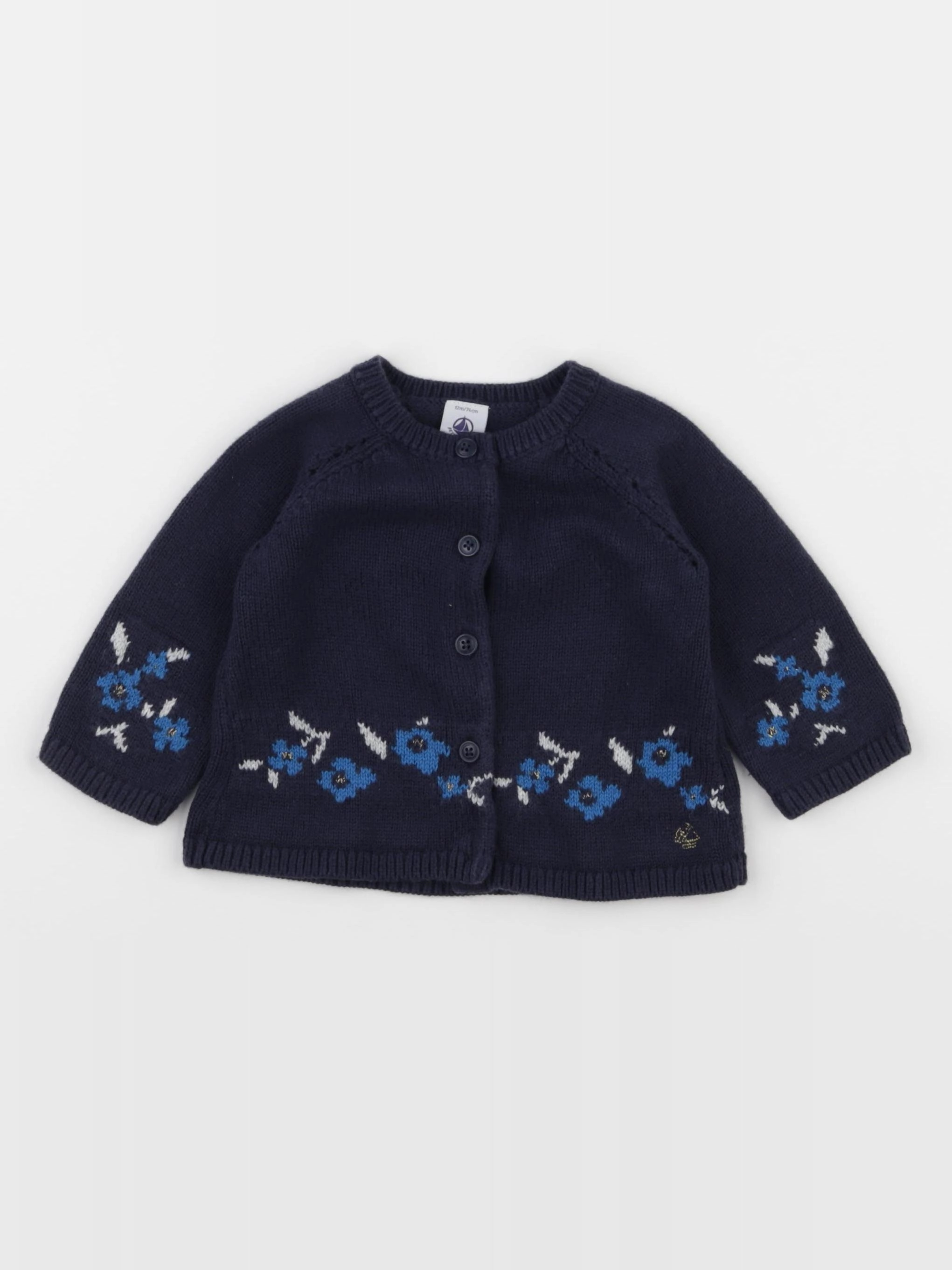 Petit Bateau - gilet bleu - 12 mois