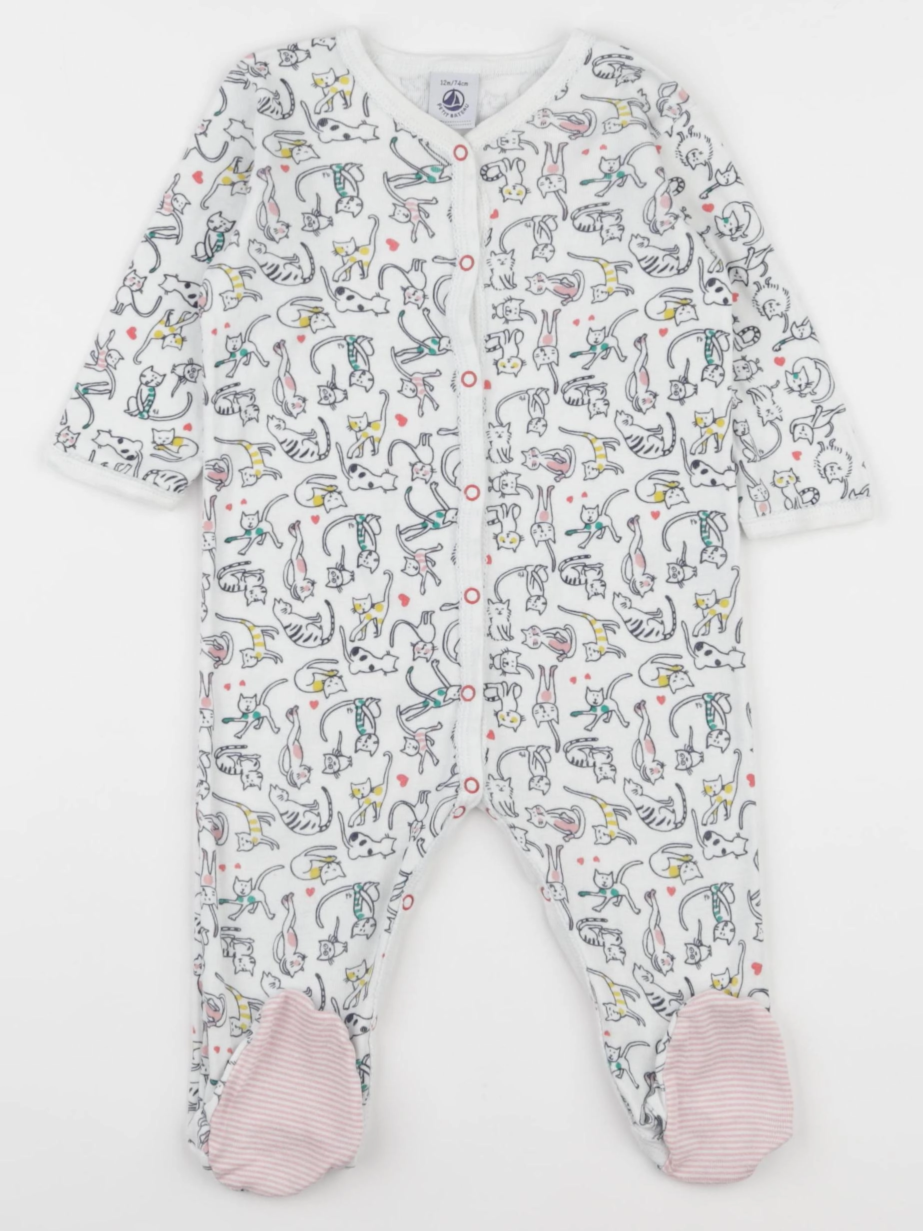 Petit Bateau - pyjama coton blanc - 12 mois